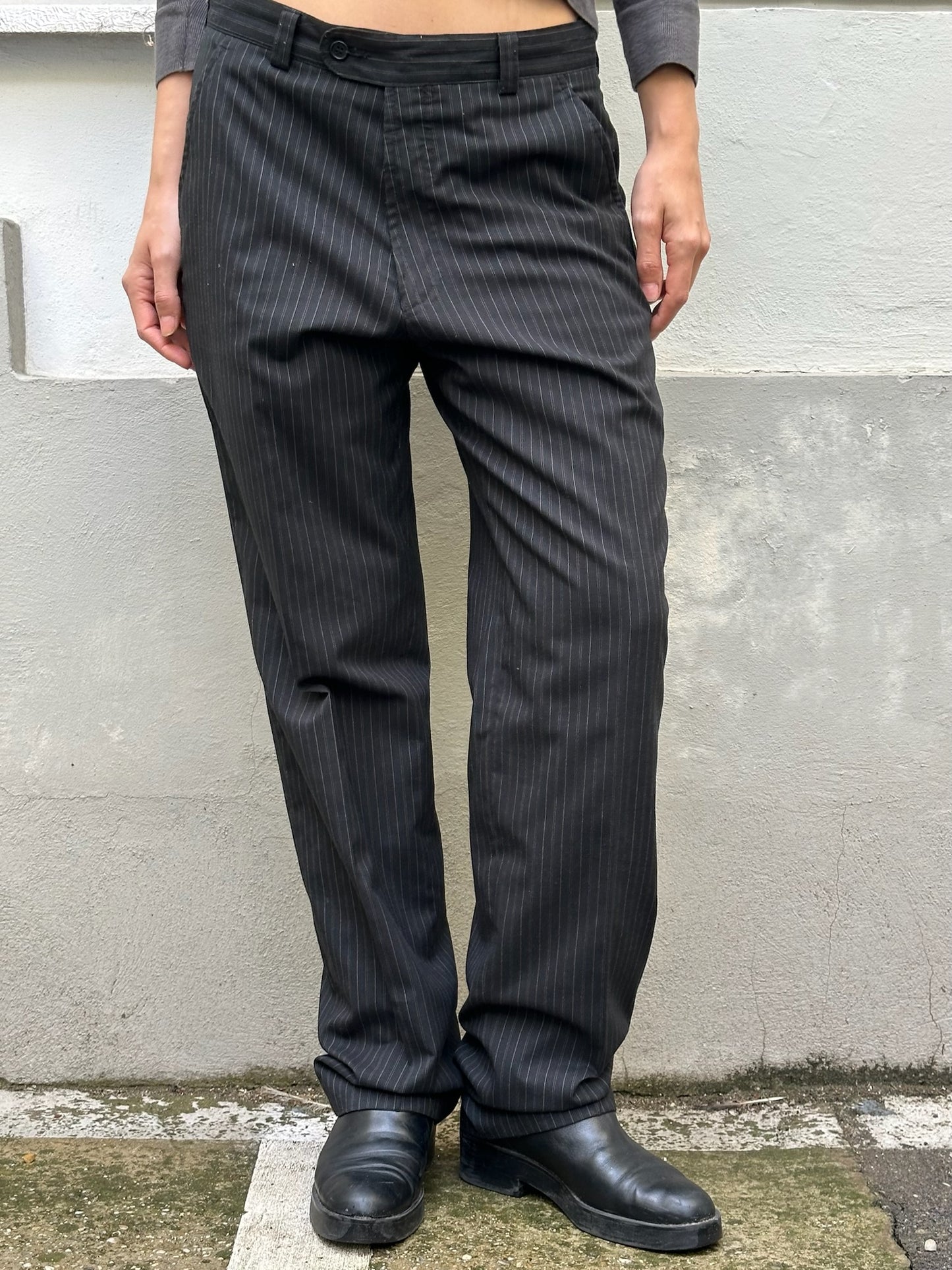 Vintage Wool Blend Striped Trousers M EU 38