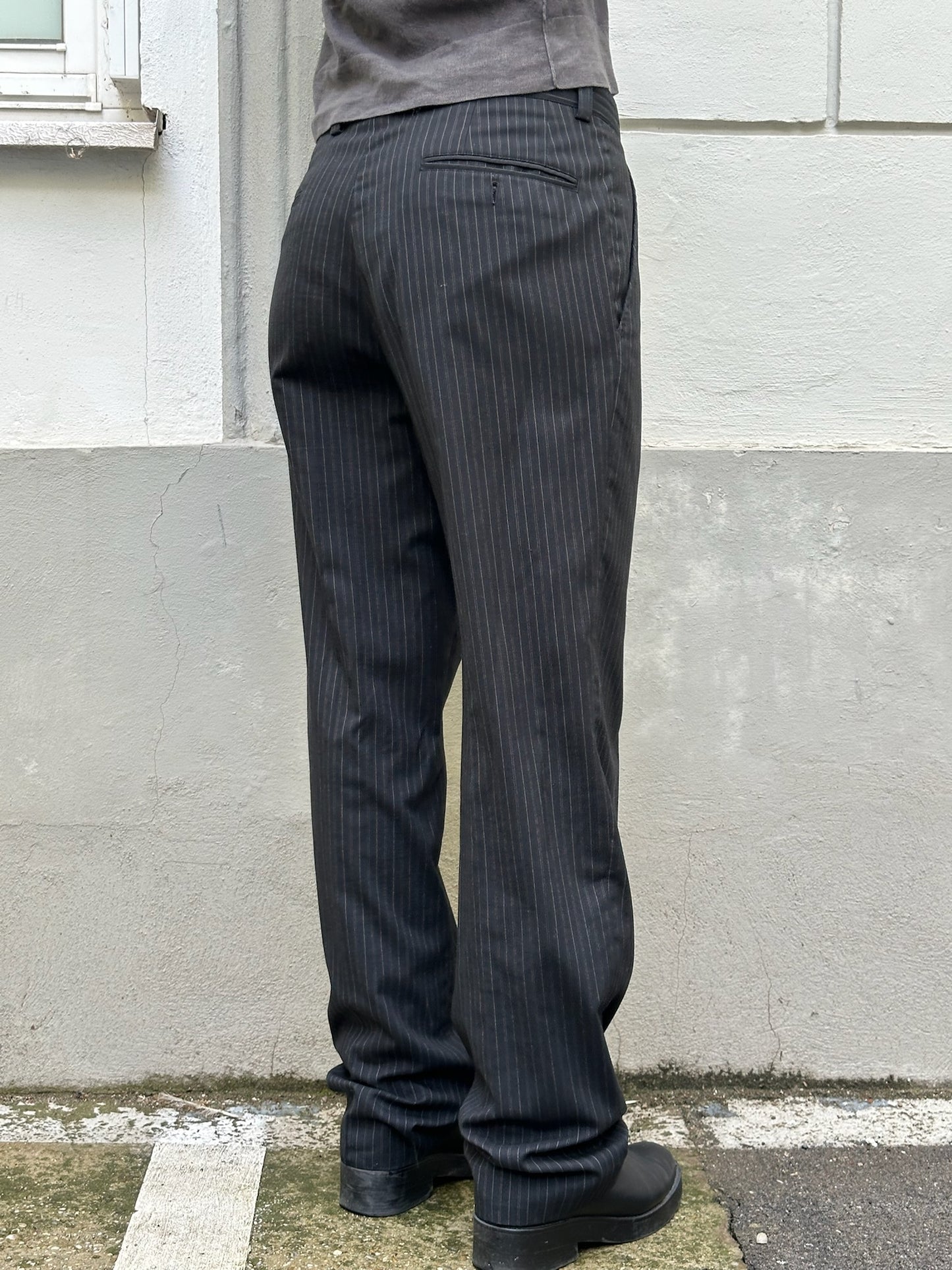Vintage Wool Blend Striped Trousers M EU 38