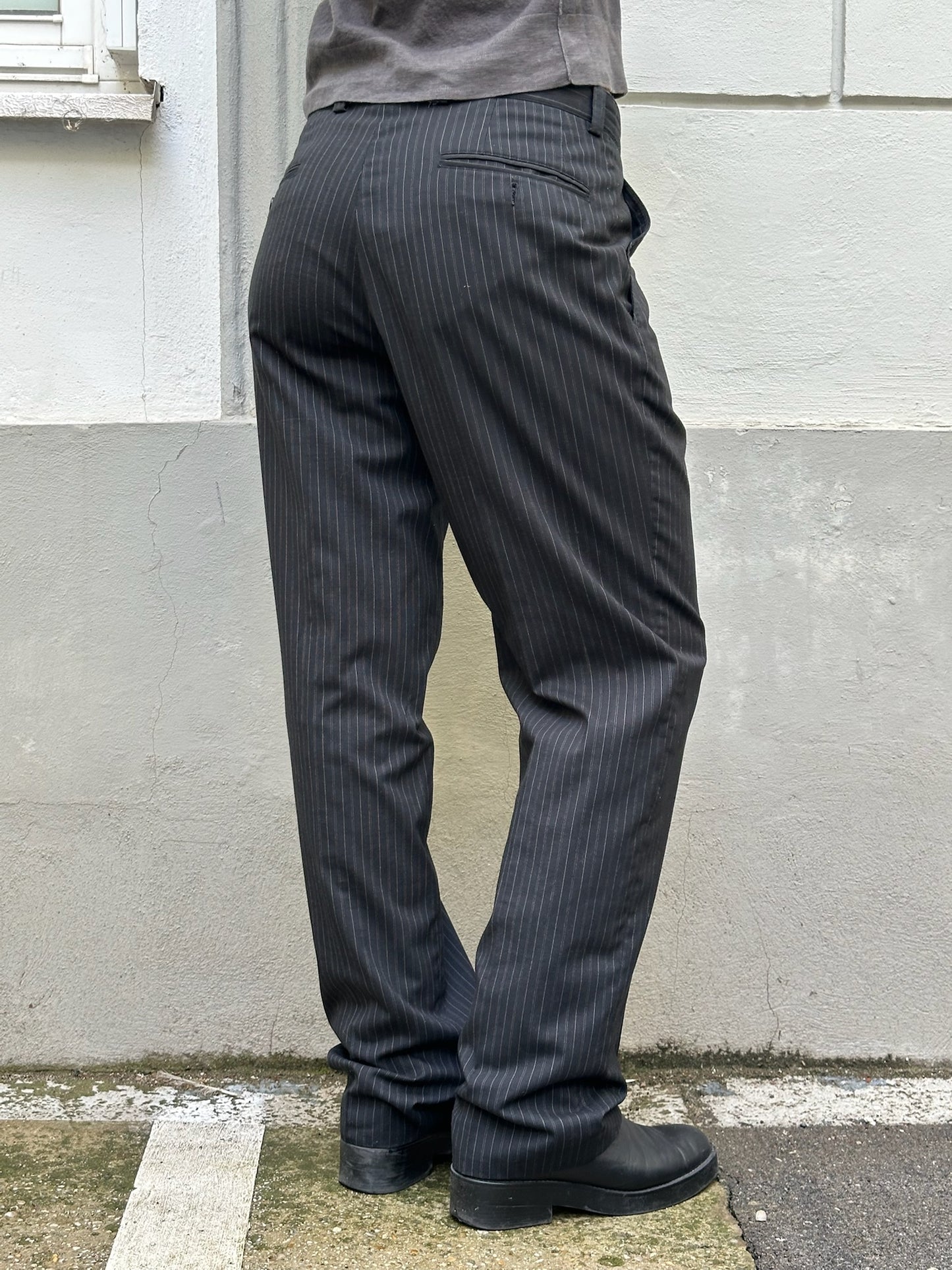 Vintage Wool Blend Striped Trousers M EU 38