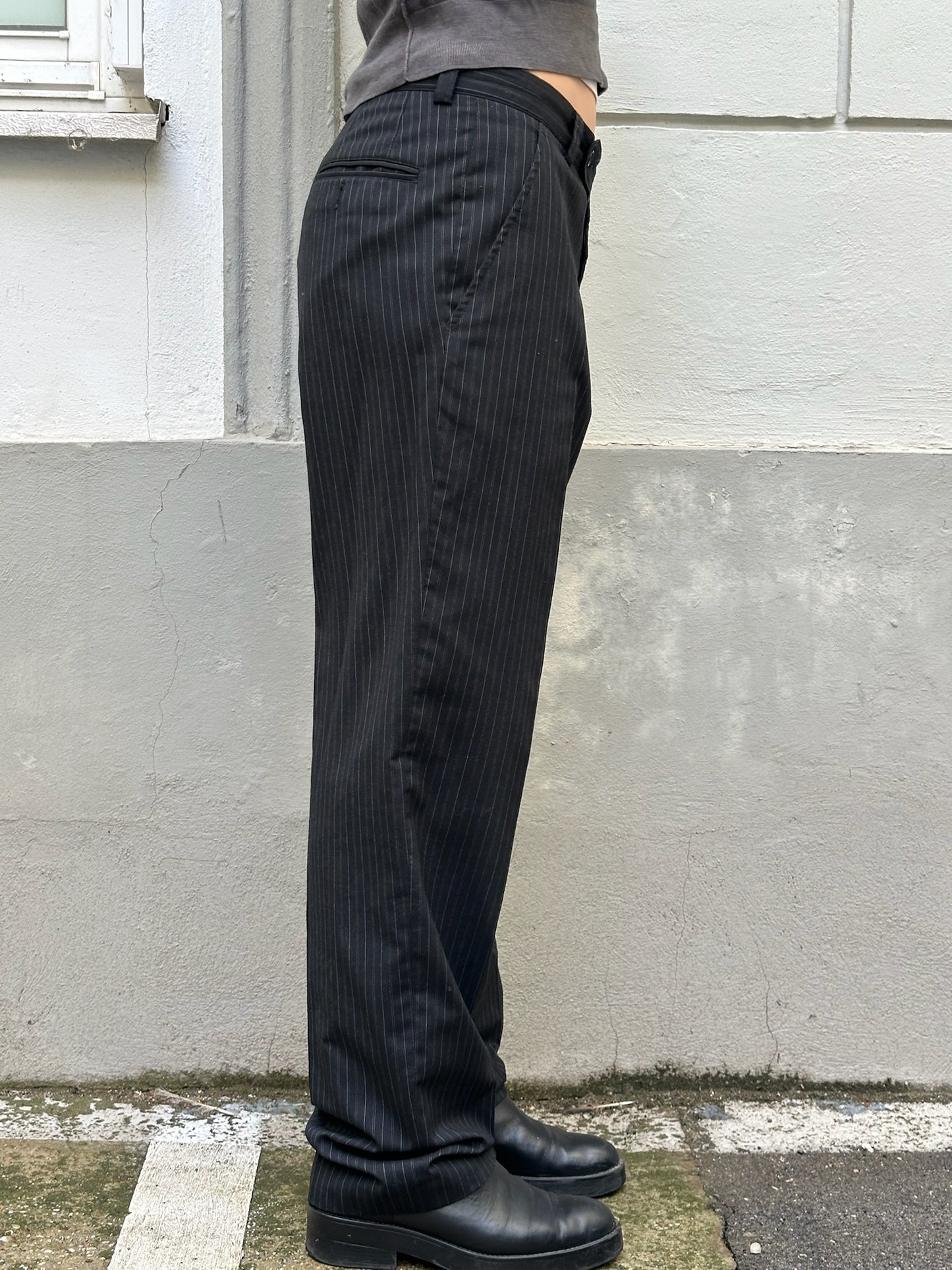 Vintage Wool Blend Striped Trousers M EU 38