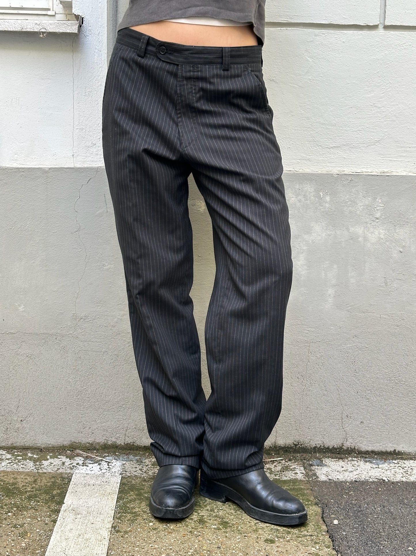 Vintage Wool Blend Striped Trousers M EU 38