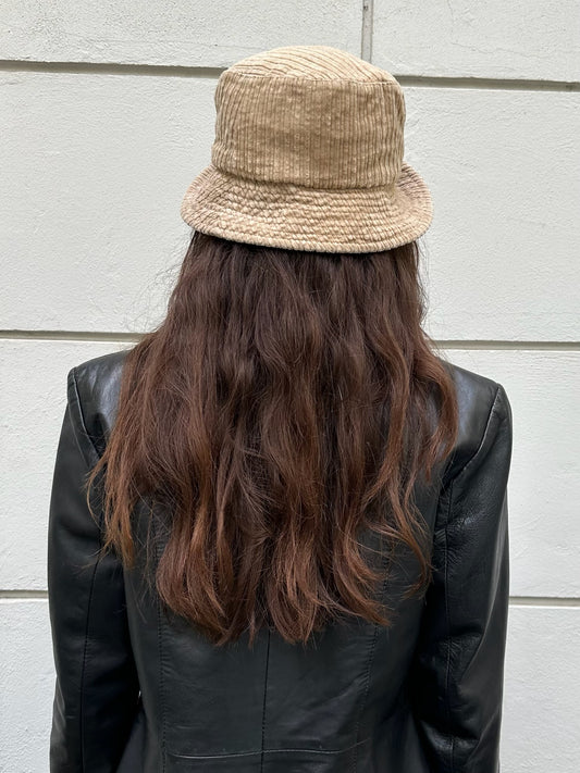 Vintage Cream Corduroy Bucket Hat