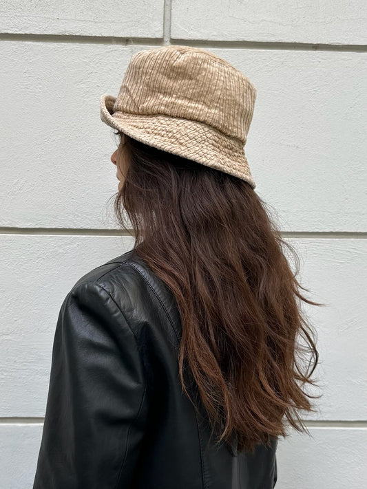 Vintage Cream Corduroy Bucket Hat
