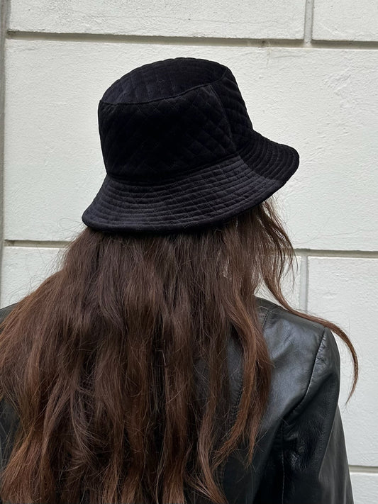 Vintage Black Velvet Bucket Hat