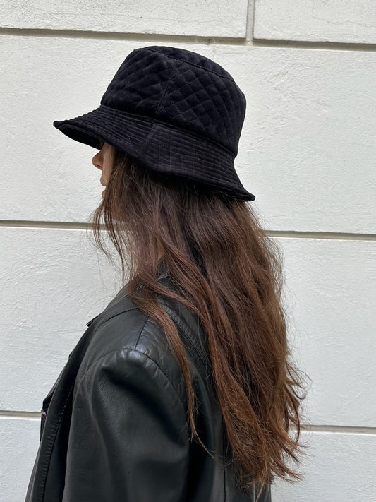 Vintage Black Velvet Bucket Hat