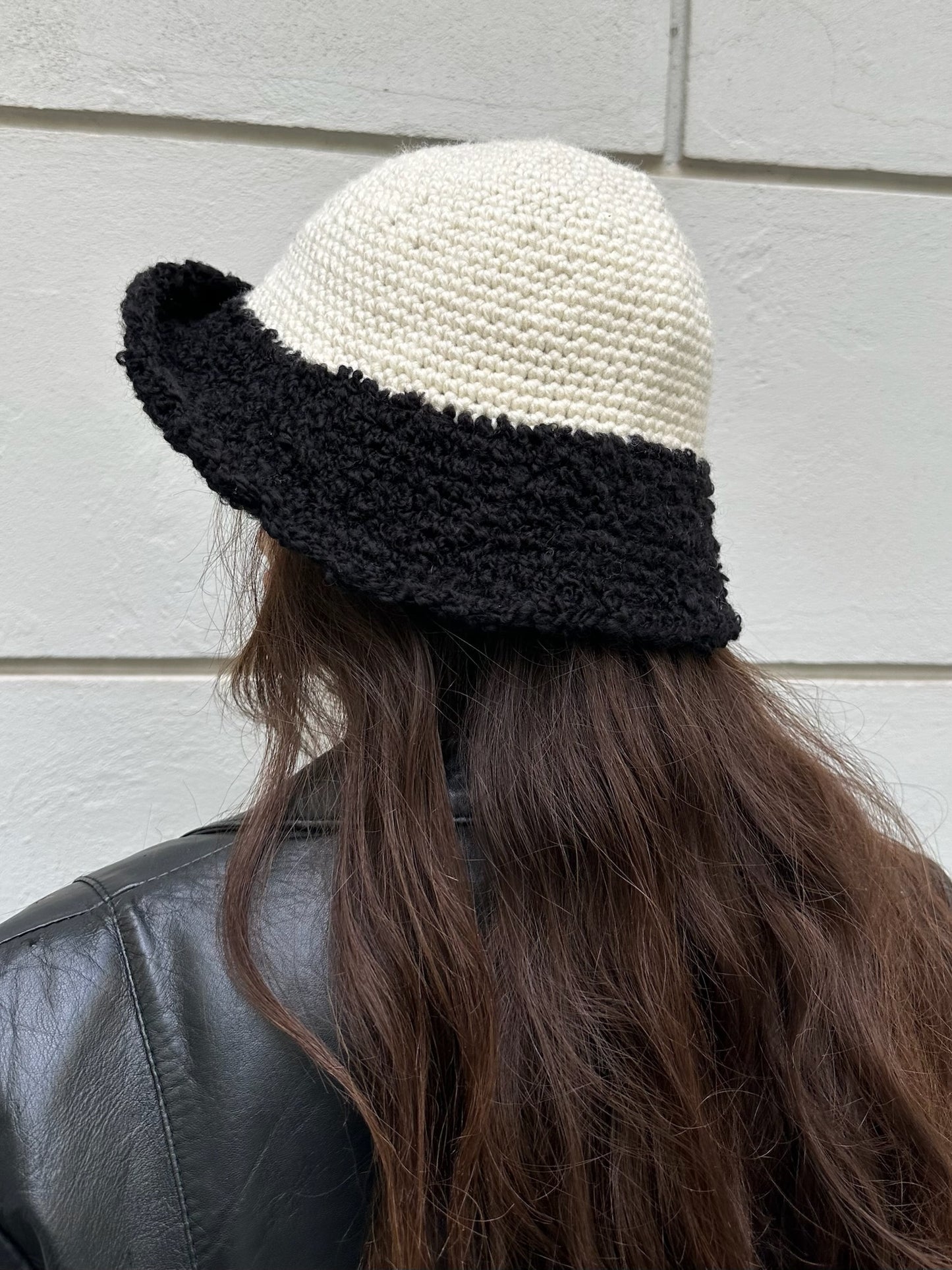 Vintage Crochet Handmade Black & White Hat