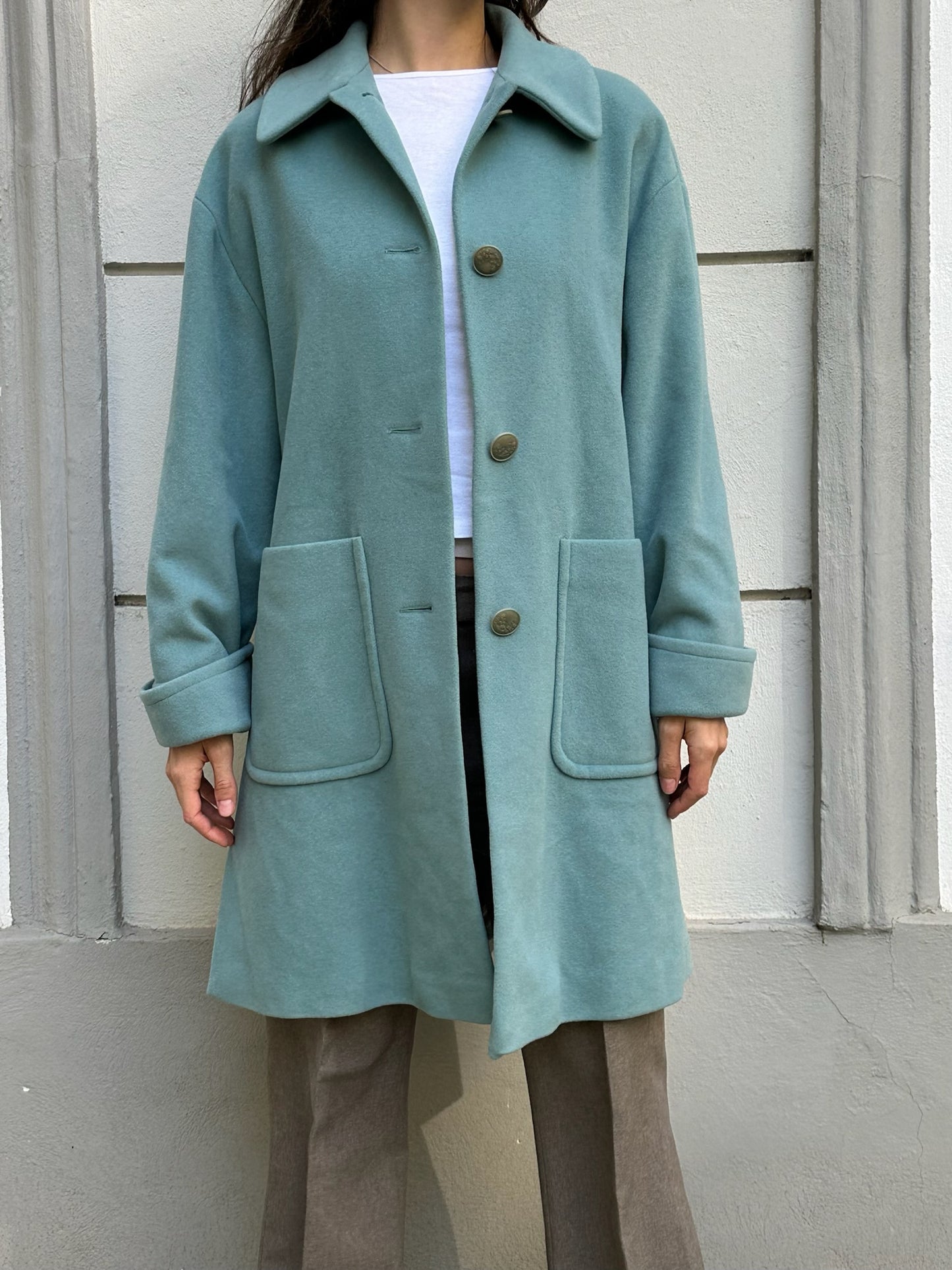 Vintage Wool/Angora/Cashmere Turquoise Coat M