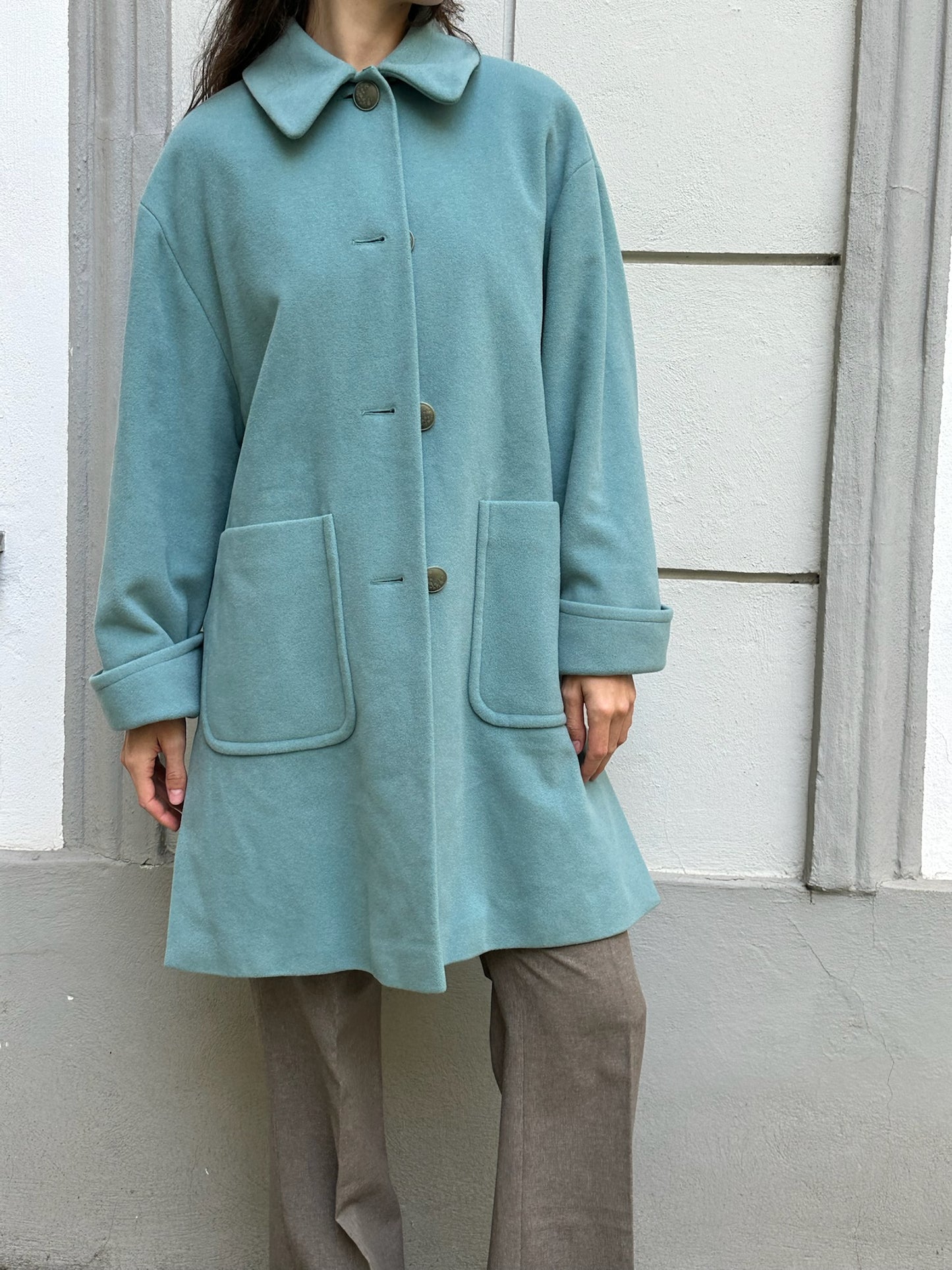 Vintage Wool/Angora/Cashmere Turquoise Coat M