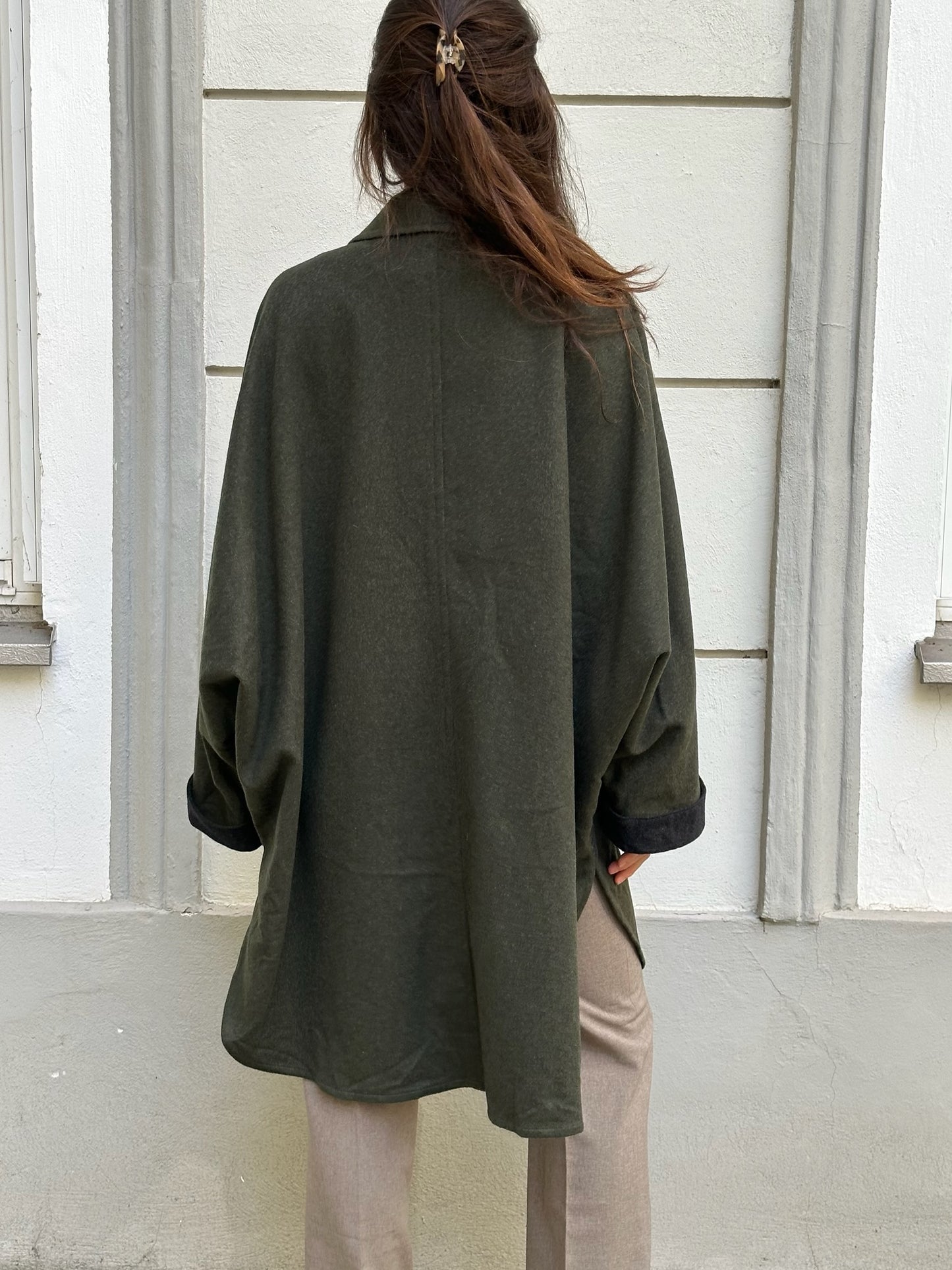Steinbock Tyrol Wool Blend Dark Forest Green Bat Sleeve Coat L