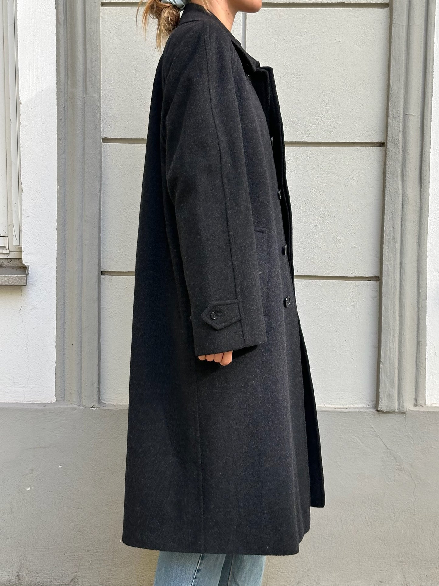 Vintage Burberry's 100% Wool Dark Gray Coat Men's L