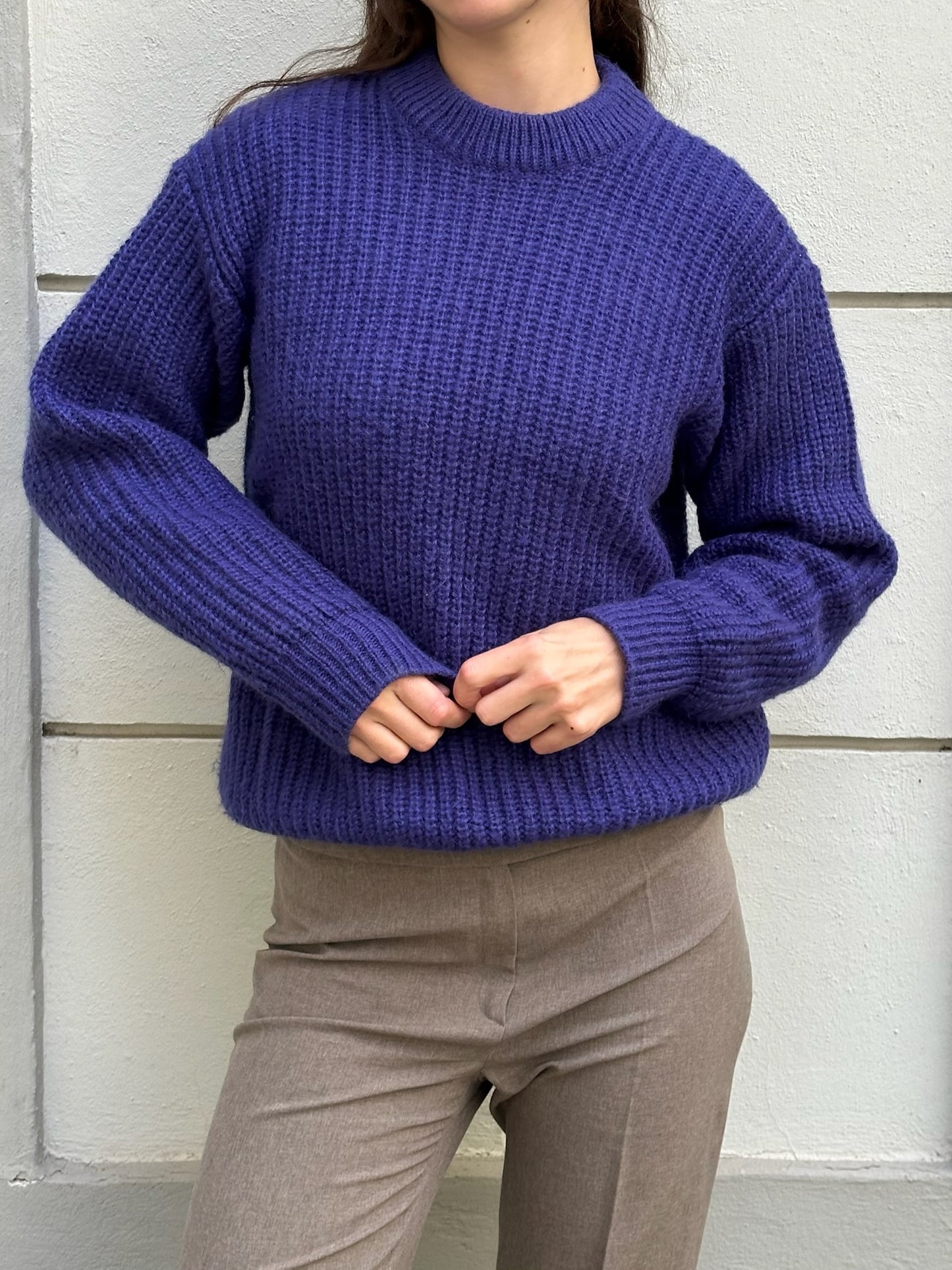 Vintage Purple Wool/Mohair Blend Crew Neck Pullover Sweater M