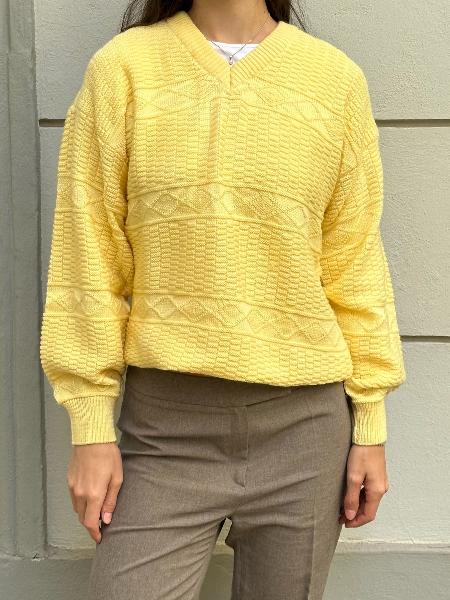 Vintage Lacoste Yellow 100% Cotton Sweater M
