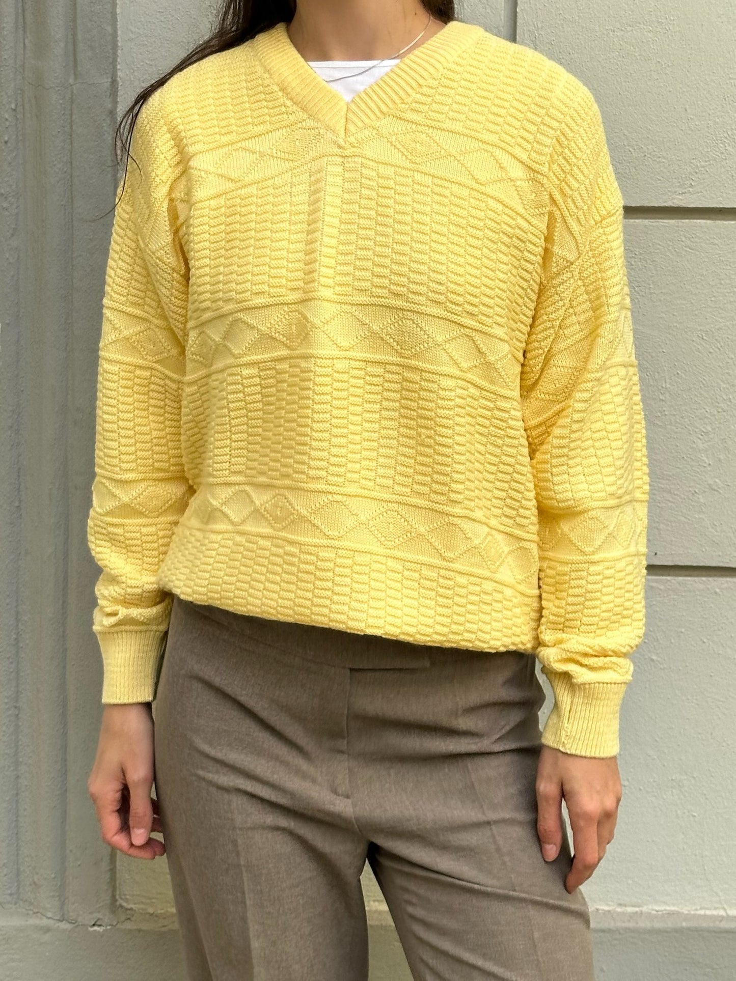 Vintage Lacoste Yellow 100% Cotton Sweater M