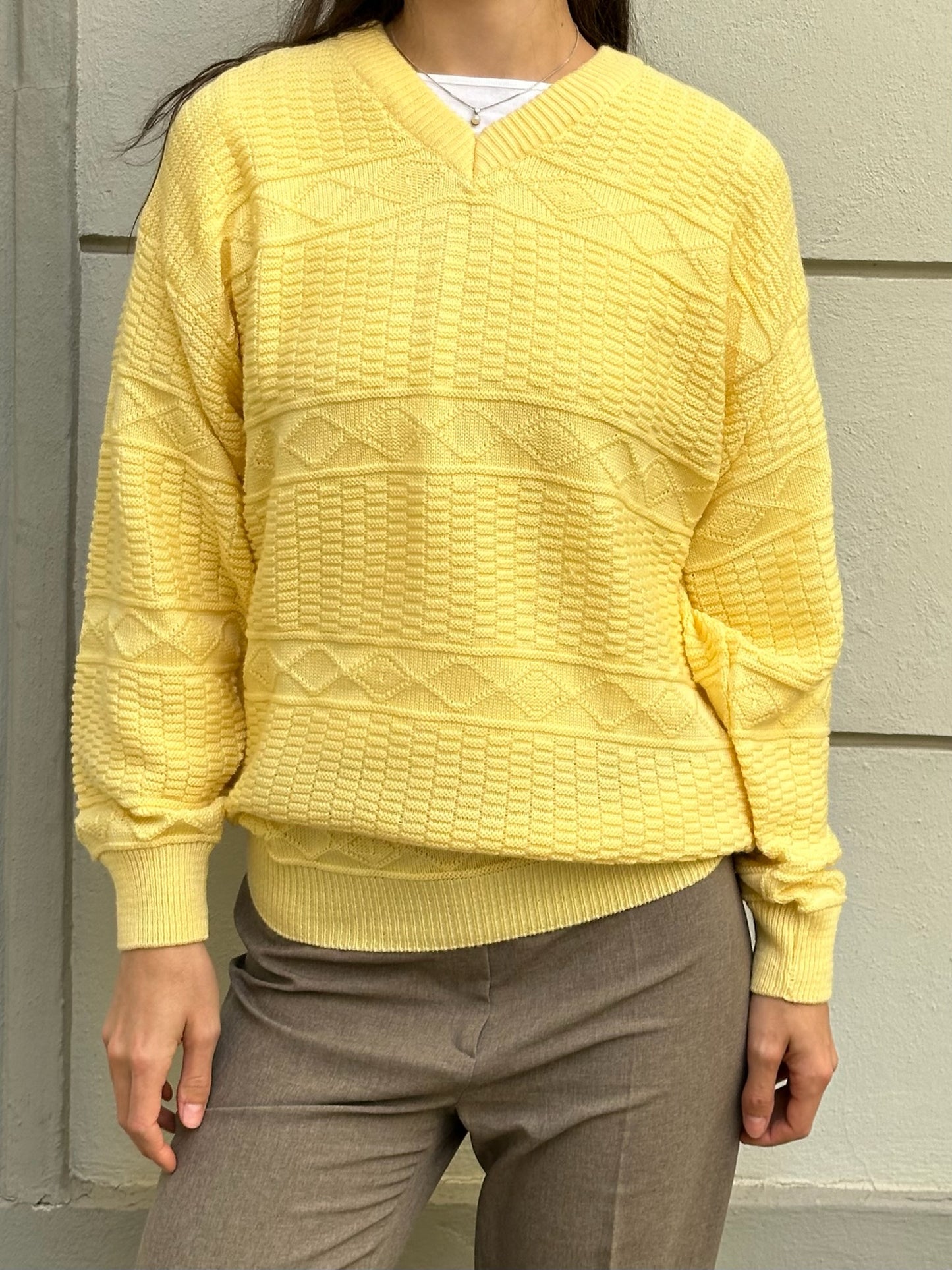 Vintage Lacoste Yellow 100% Cotton Sweater M