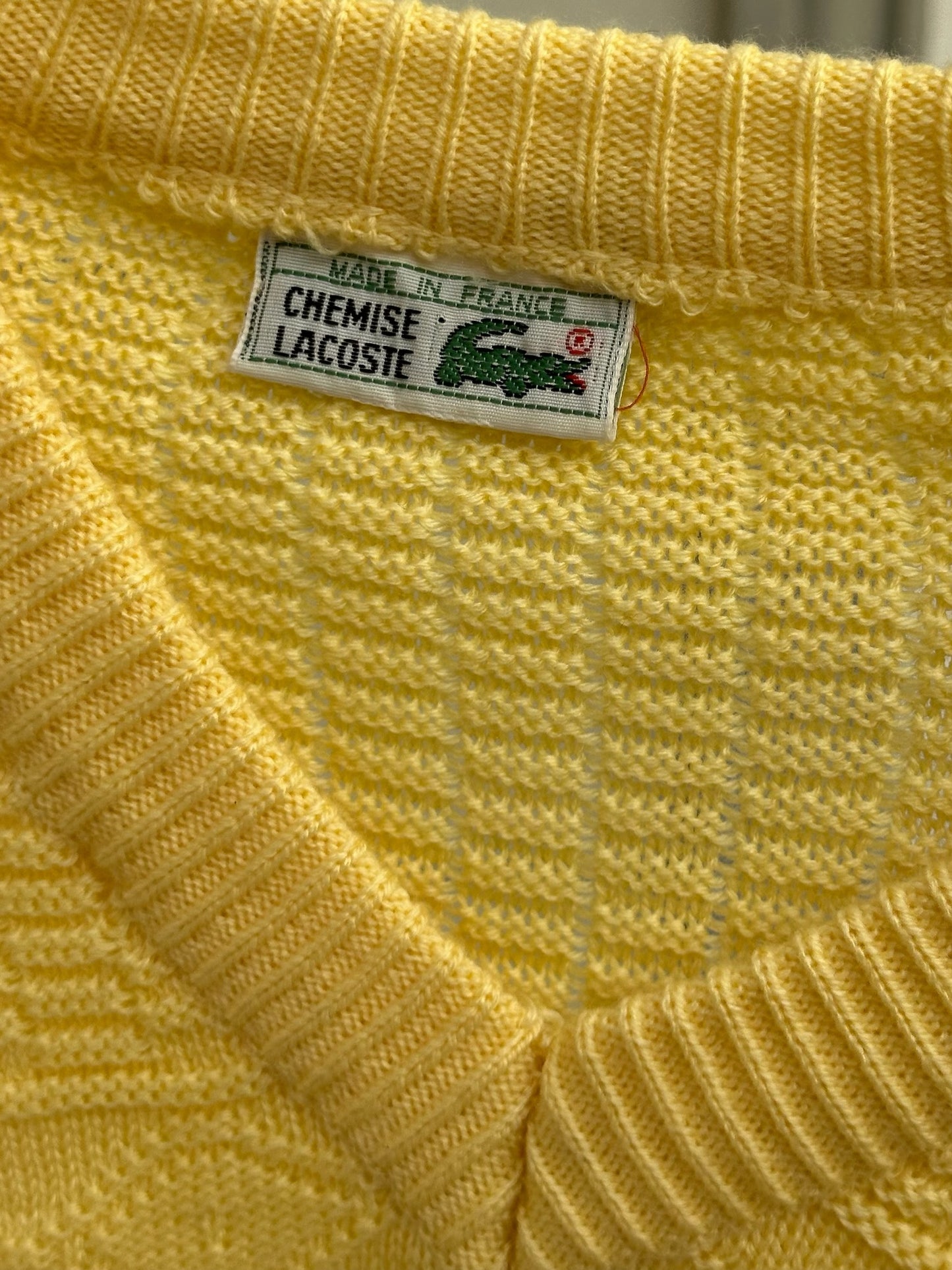 Vintage Lacoste Yellow 100% Cotton Sweater M