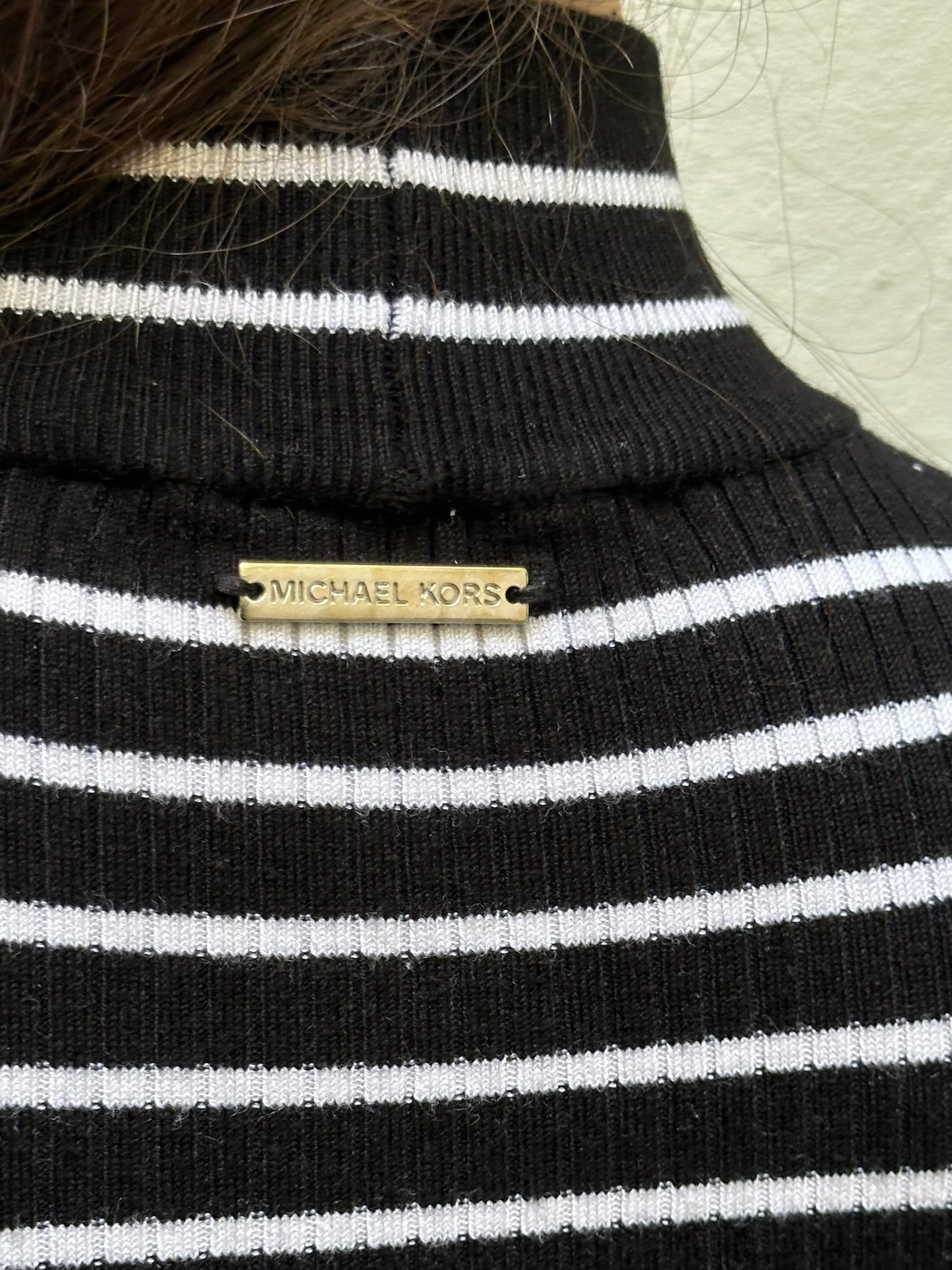 Michael Kors Black & White Stripe Turtleneck Top XS/S