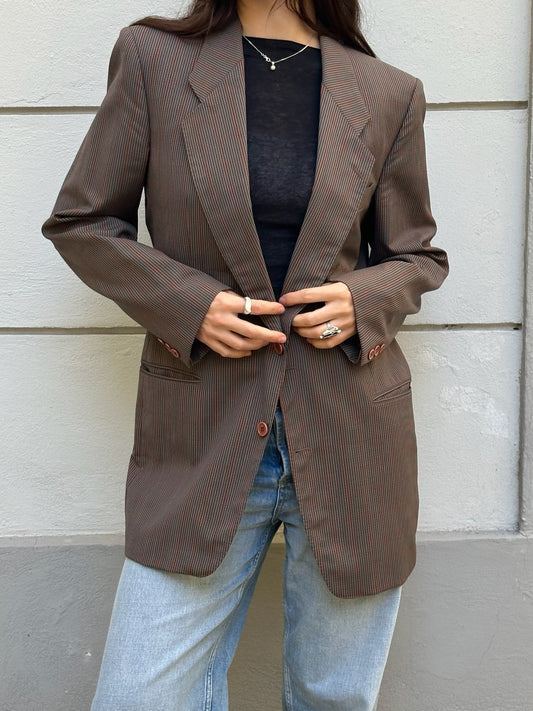 Vintage Hugo Boss Brown Plaid Blazer Jacket M