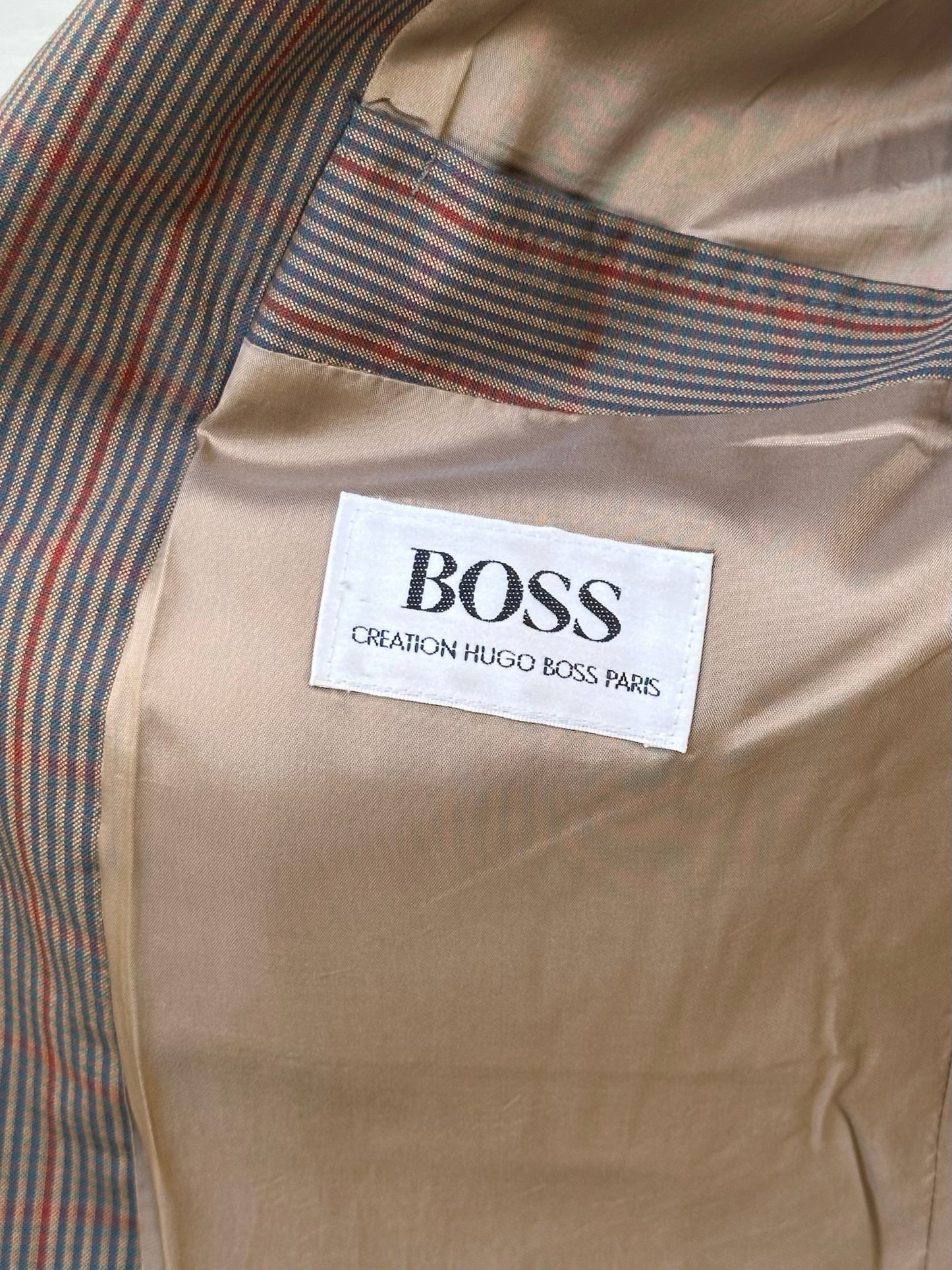Vintage Hugo Boss Brown Plaid Blazer Jacket M