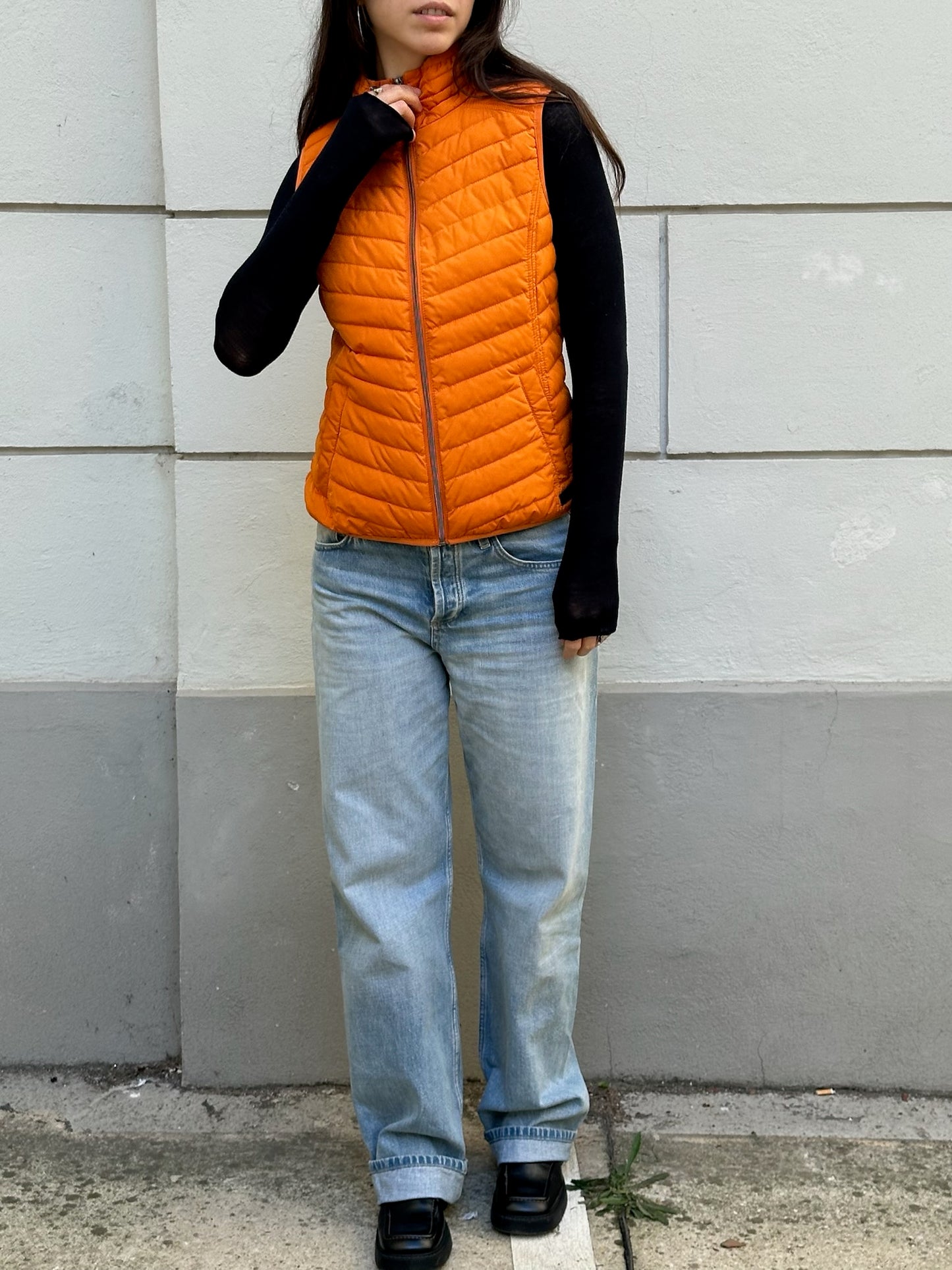 Bright Orange Puffer Vest S