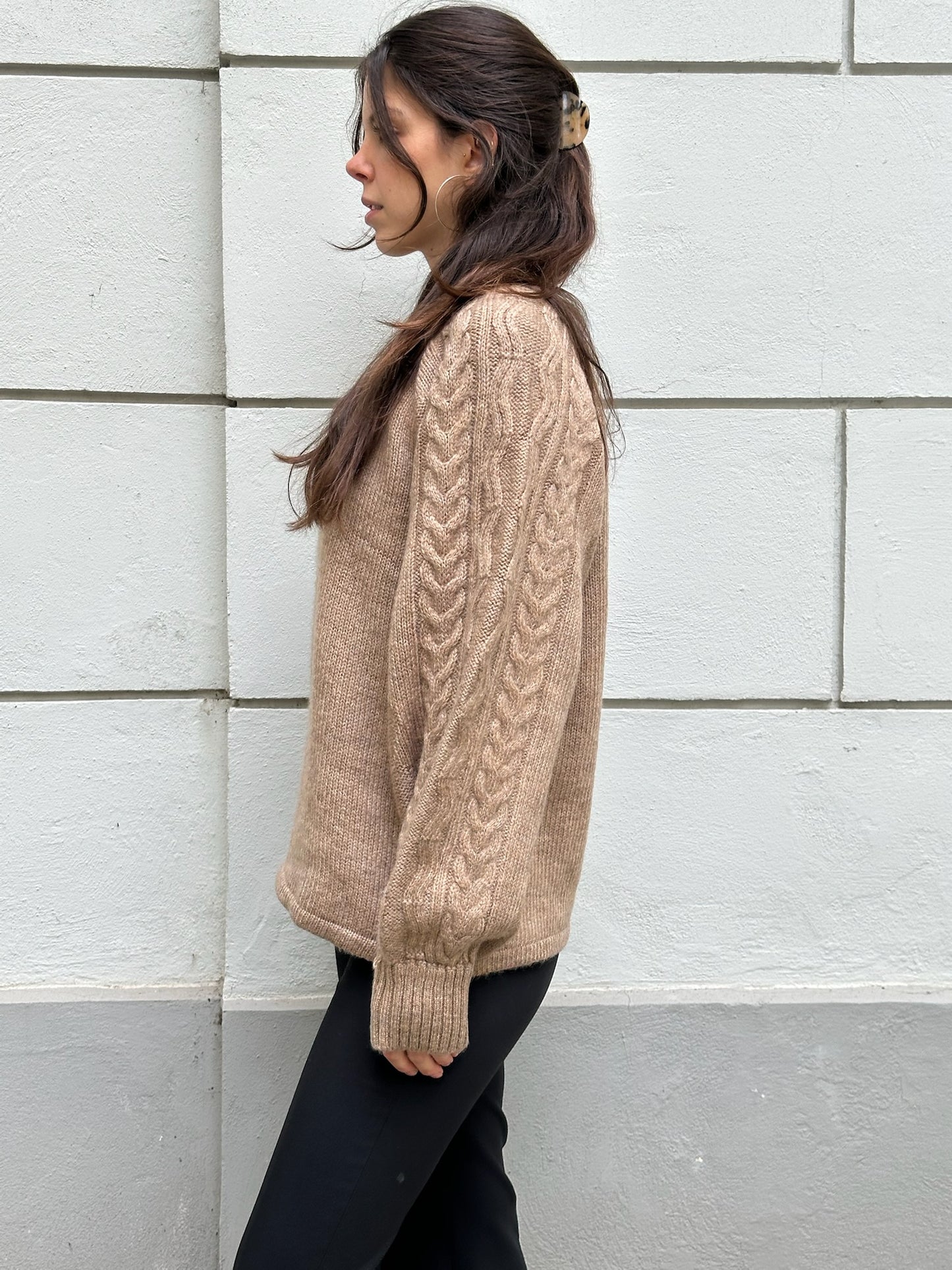 Taupe Crew Neck Pullover Sweater L