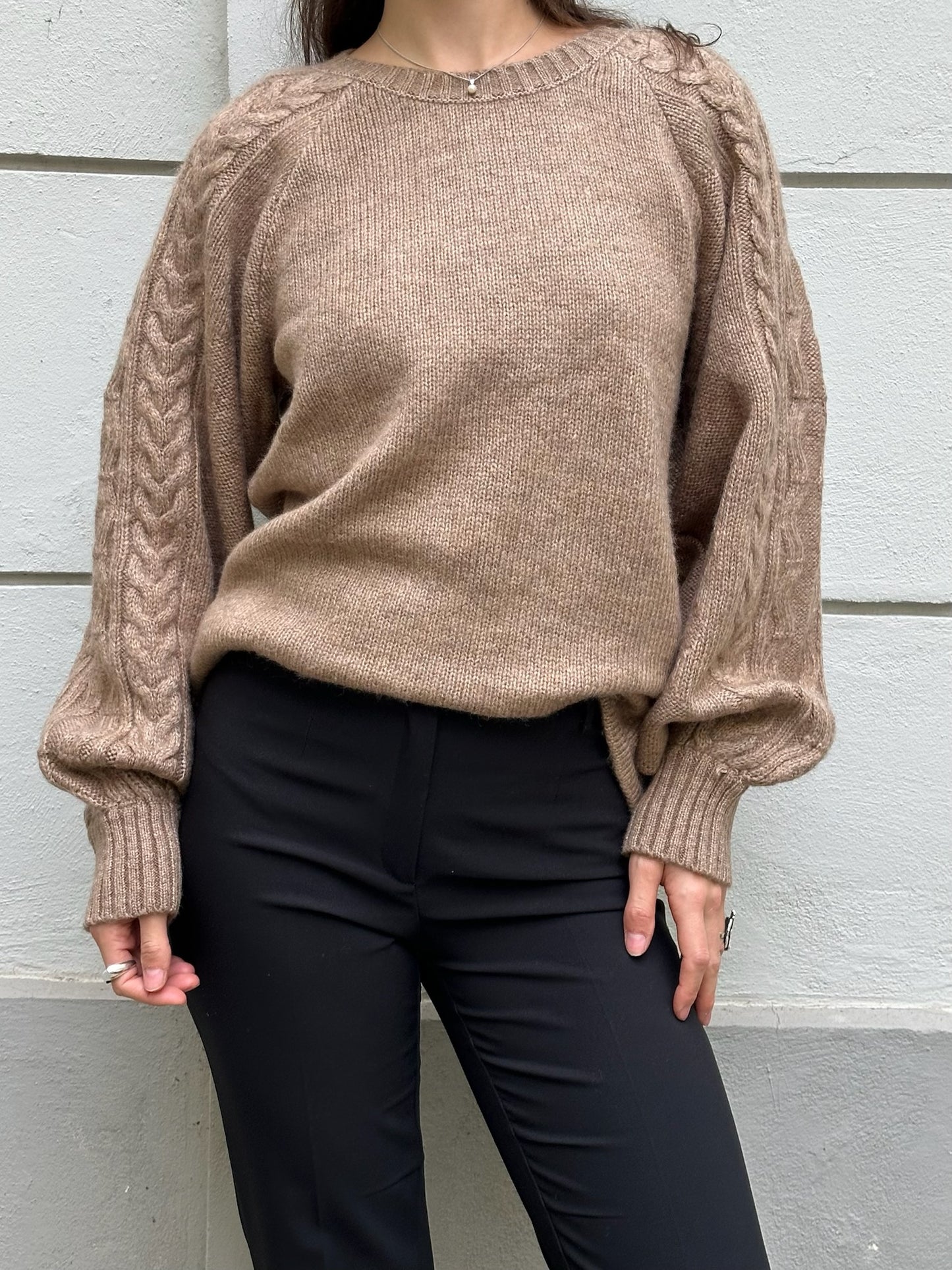 Taupe Crew Neck Pullover Sweater L