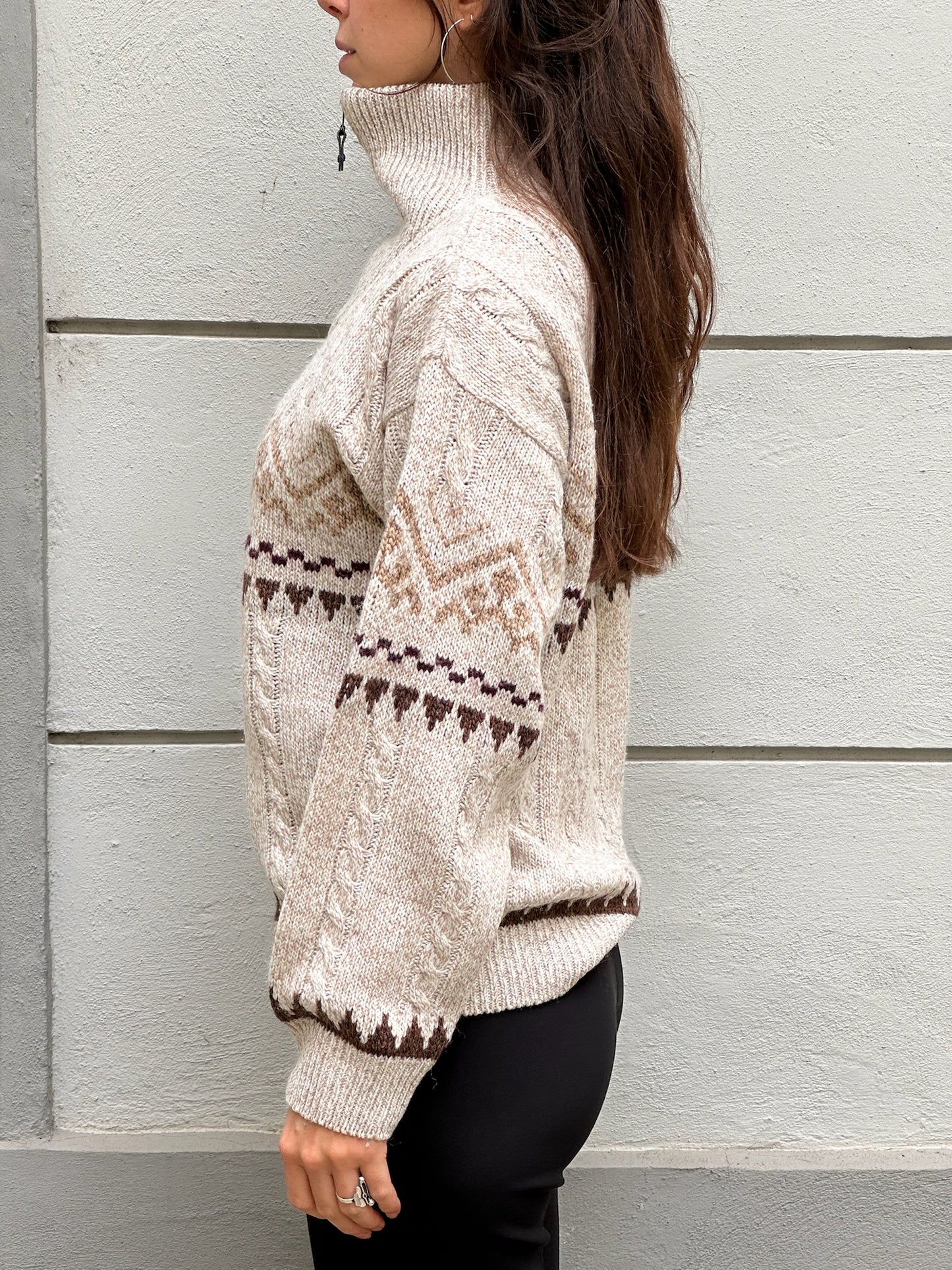Vintage Wool Blend Zip High Neck Sweater/Pullover M