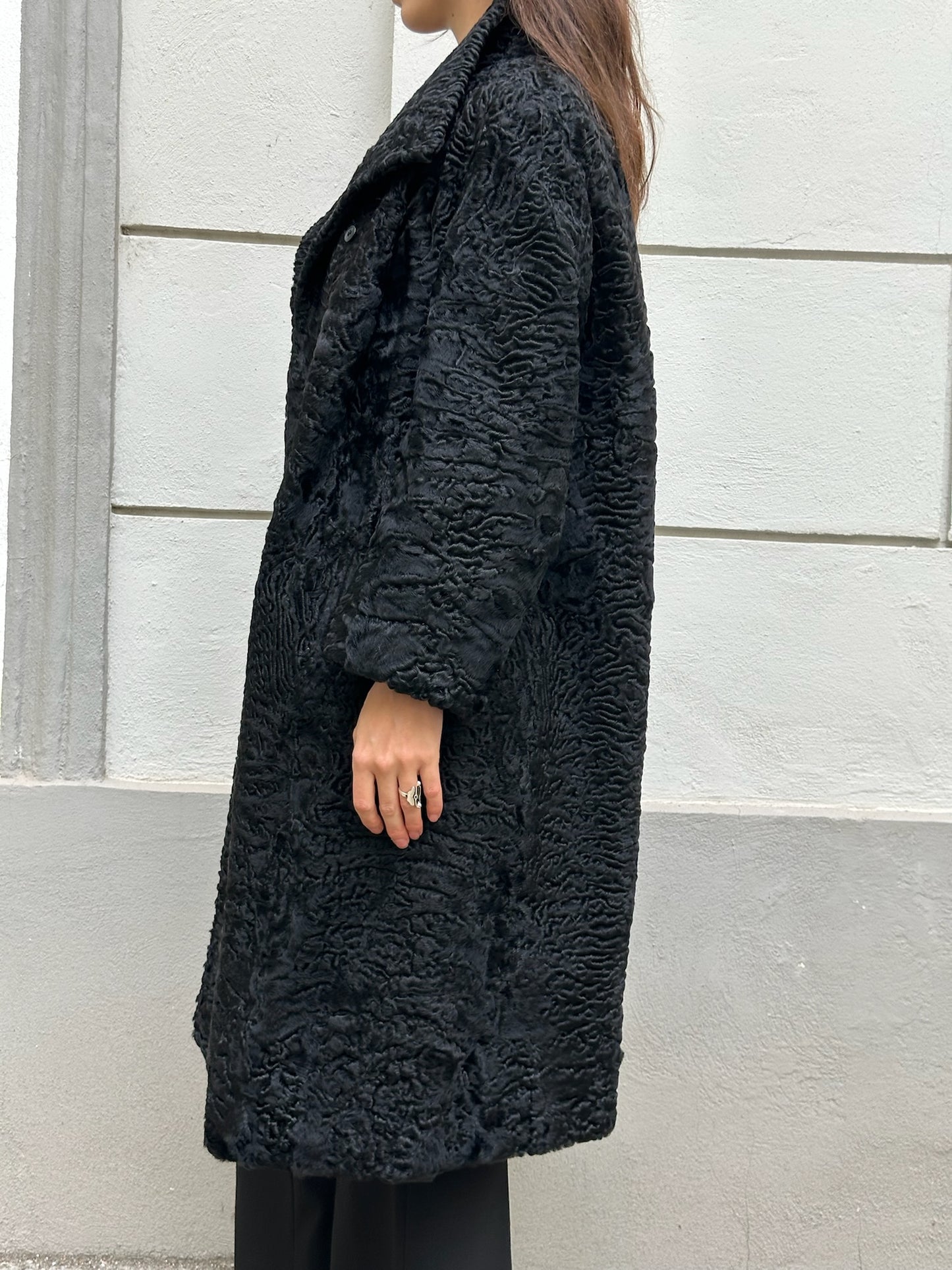 Vintage 100% Persian Lamb Shearling Black Coat M