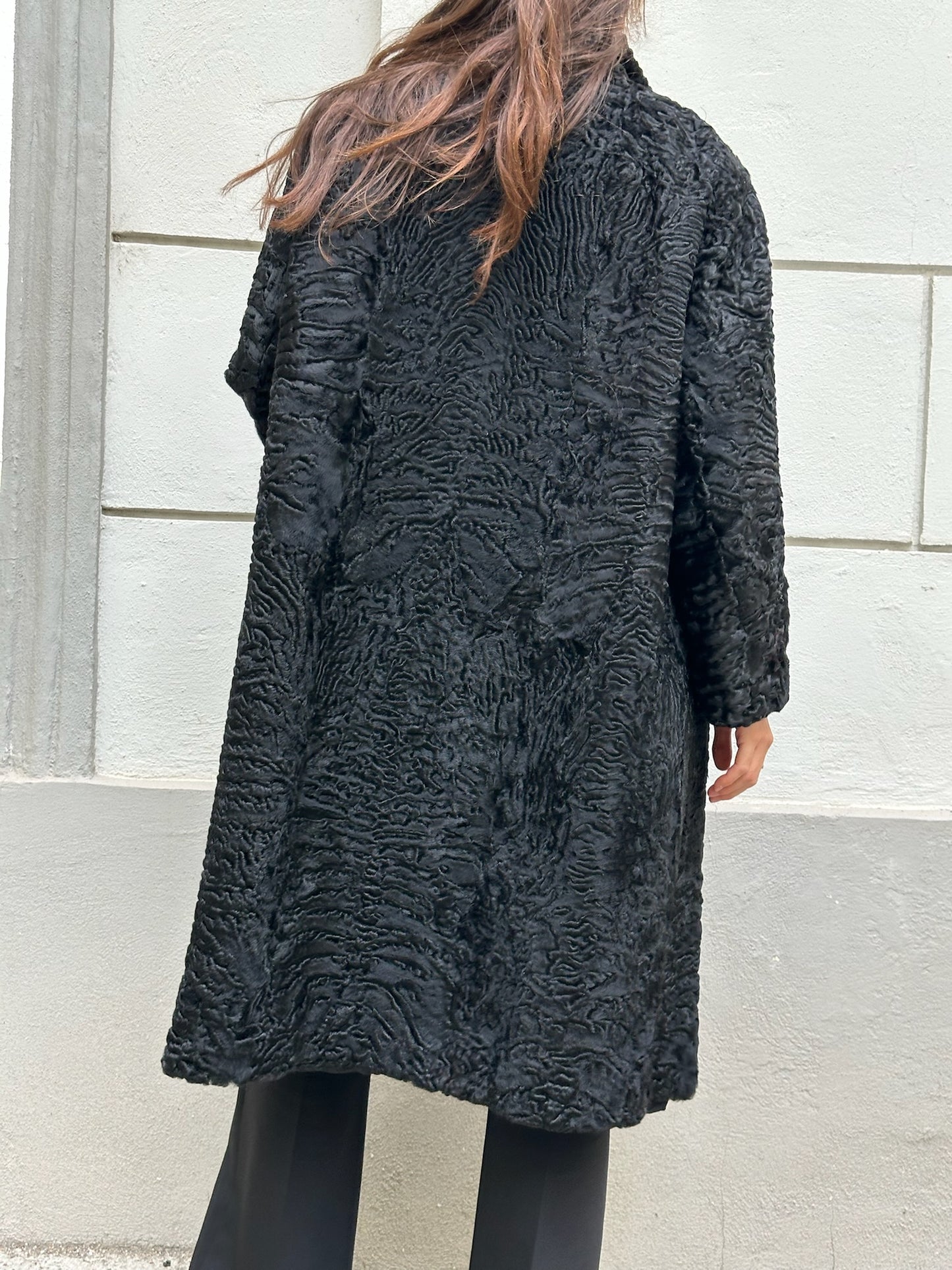 Vintage 100% Persian Lamb Shearling Black Coat M