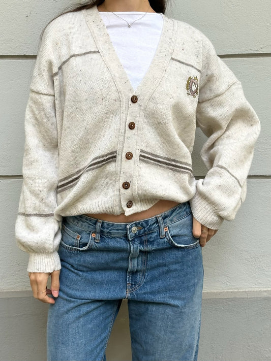 Vintage Varsity Style Button Down Cardigan Sweater L