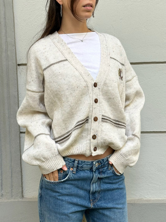 Vintage Varsity Style Button Down Cardigan Sweater L