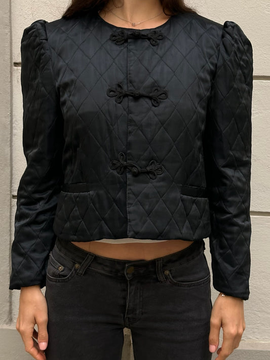 Vintage Black Tailor Made Puff Shoulder Jacket S/M