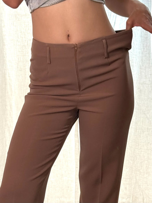Vintage Brown Fitted Trousers M EU 38