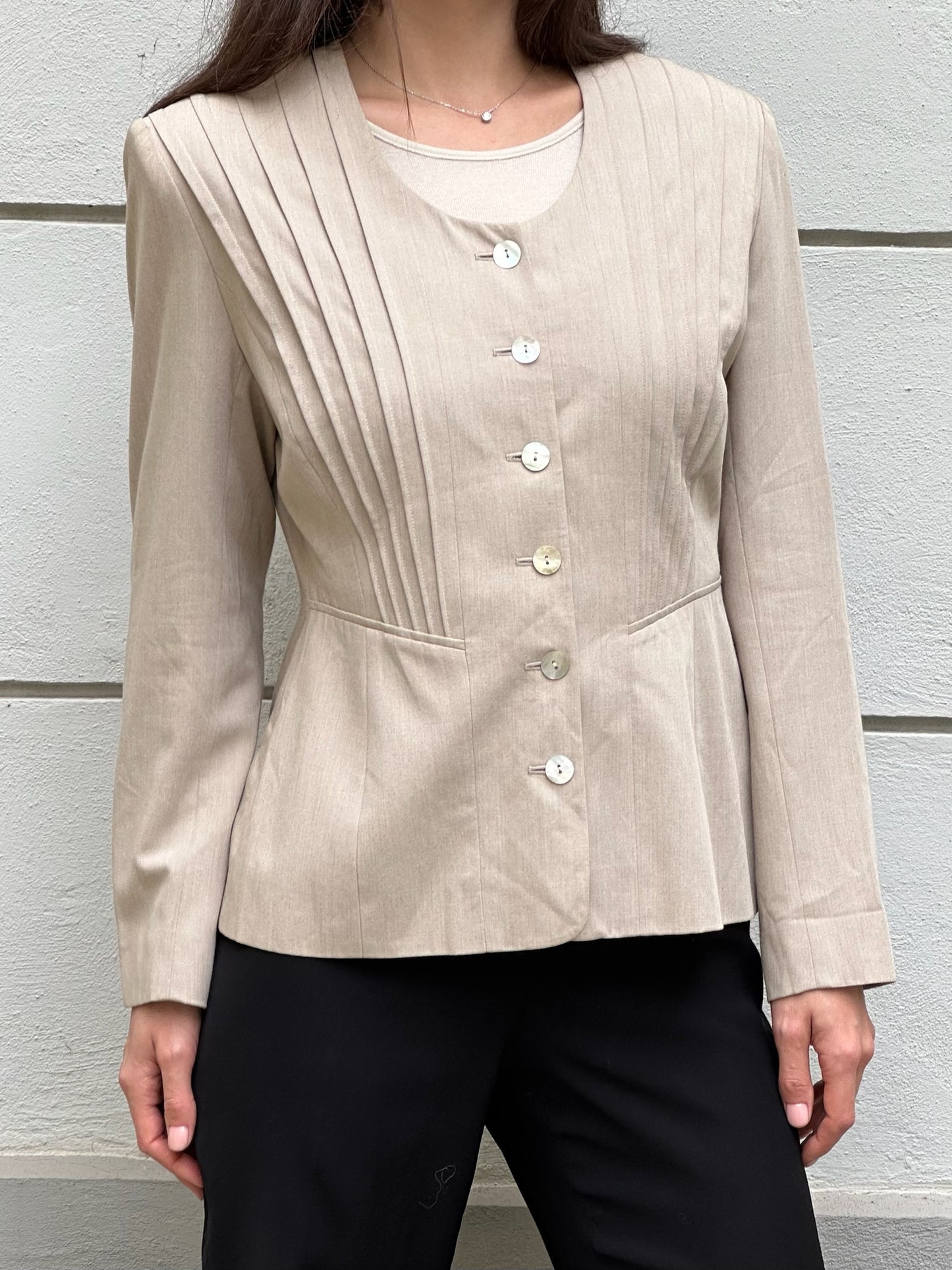 Vintage Viscose Blend Beige Jacket S/M
