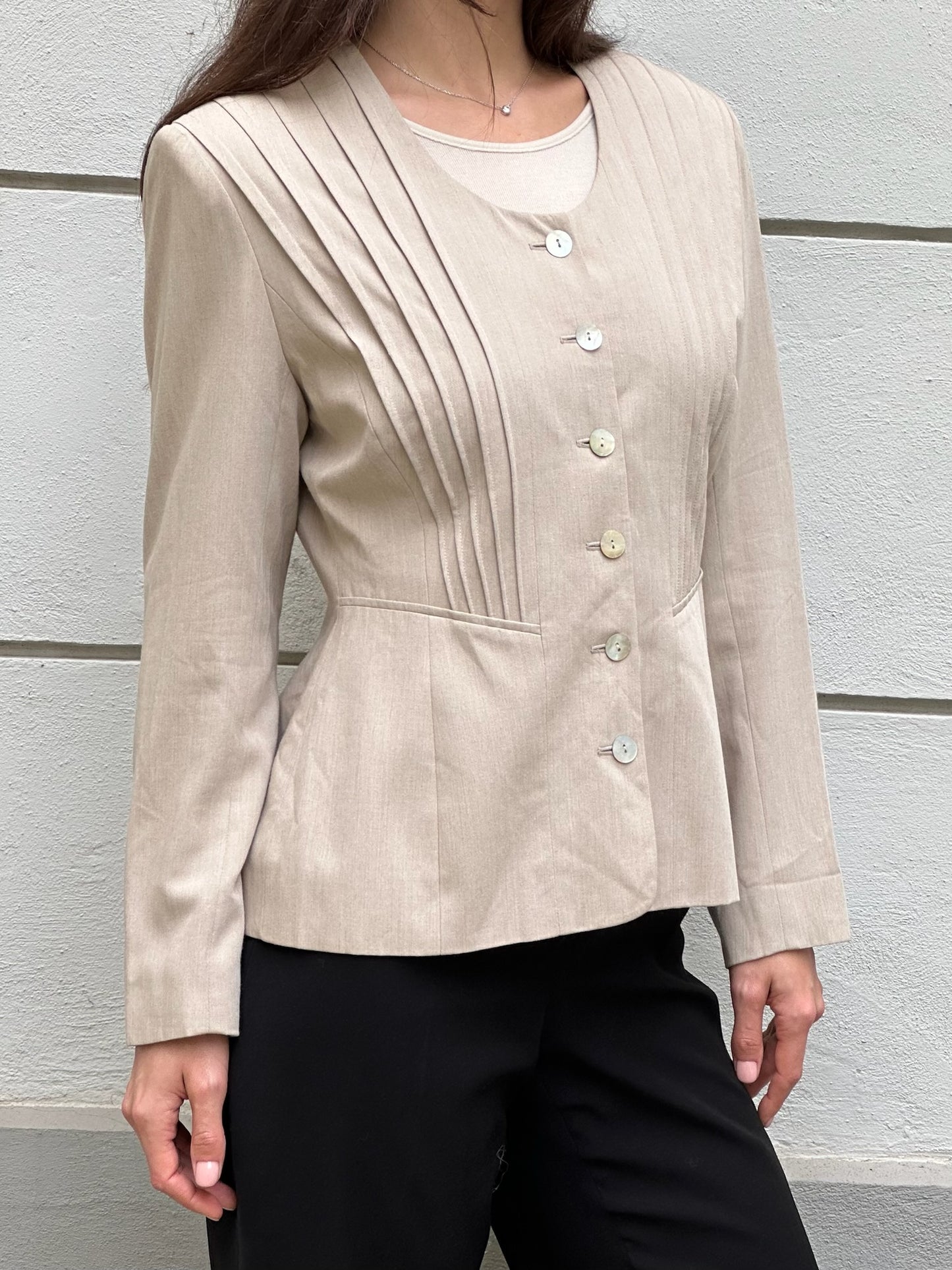 Vintage Viscose Blend Beige Jacket S/M