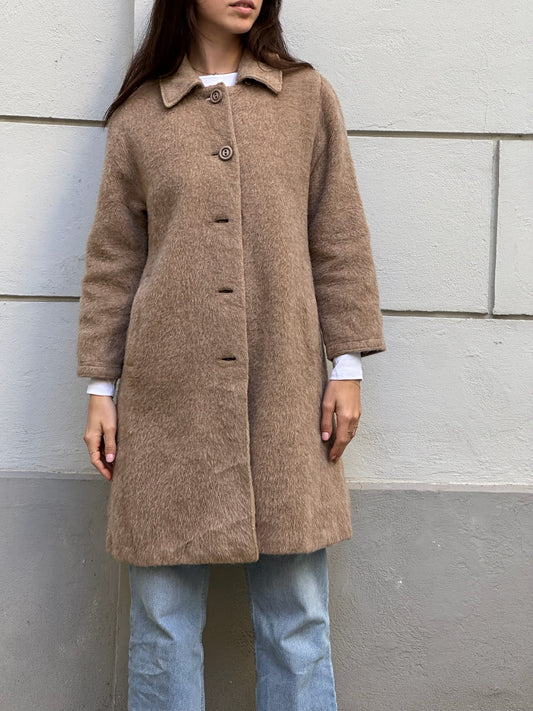 Vintage 100% Lama Wool Taupe Coat S