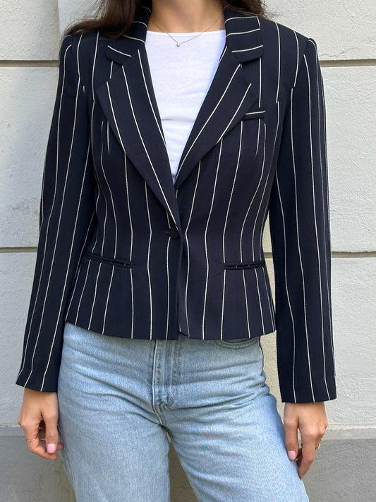 Vintage Navy Blue & White Stripe Blazer S