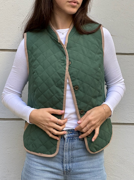 Vintage Green Vest Gilet S/M