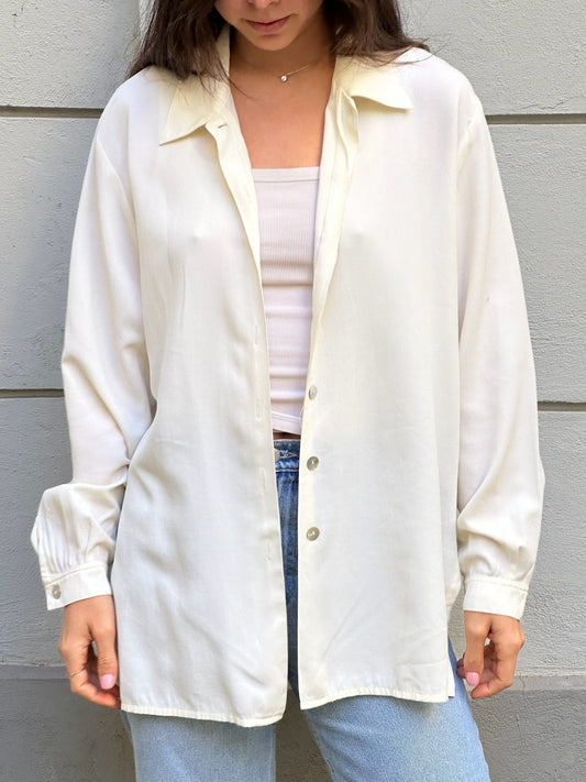 Vintage Cream Button Down Blouse M