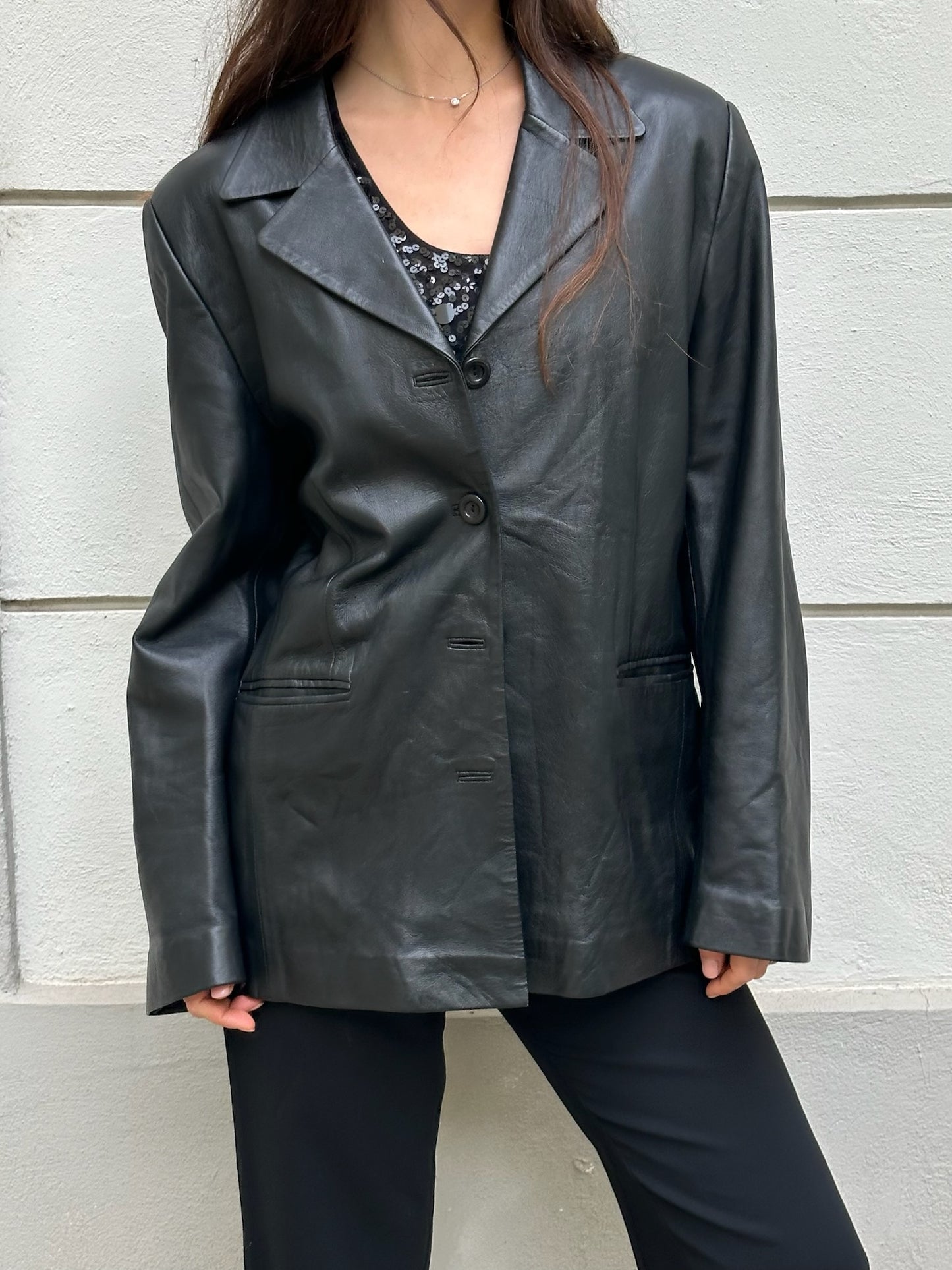 Vintage 100% Genuine Leather Blazer Jacket M/L