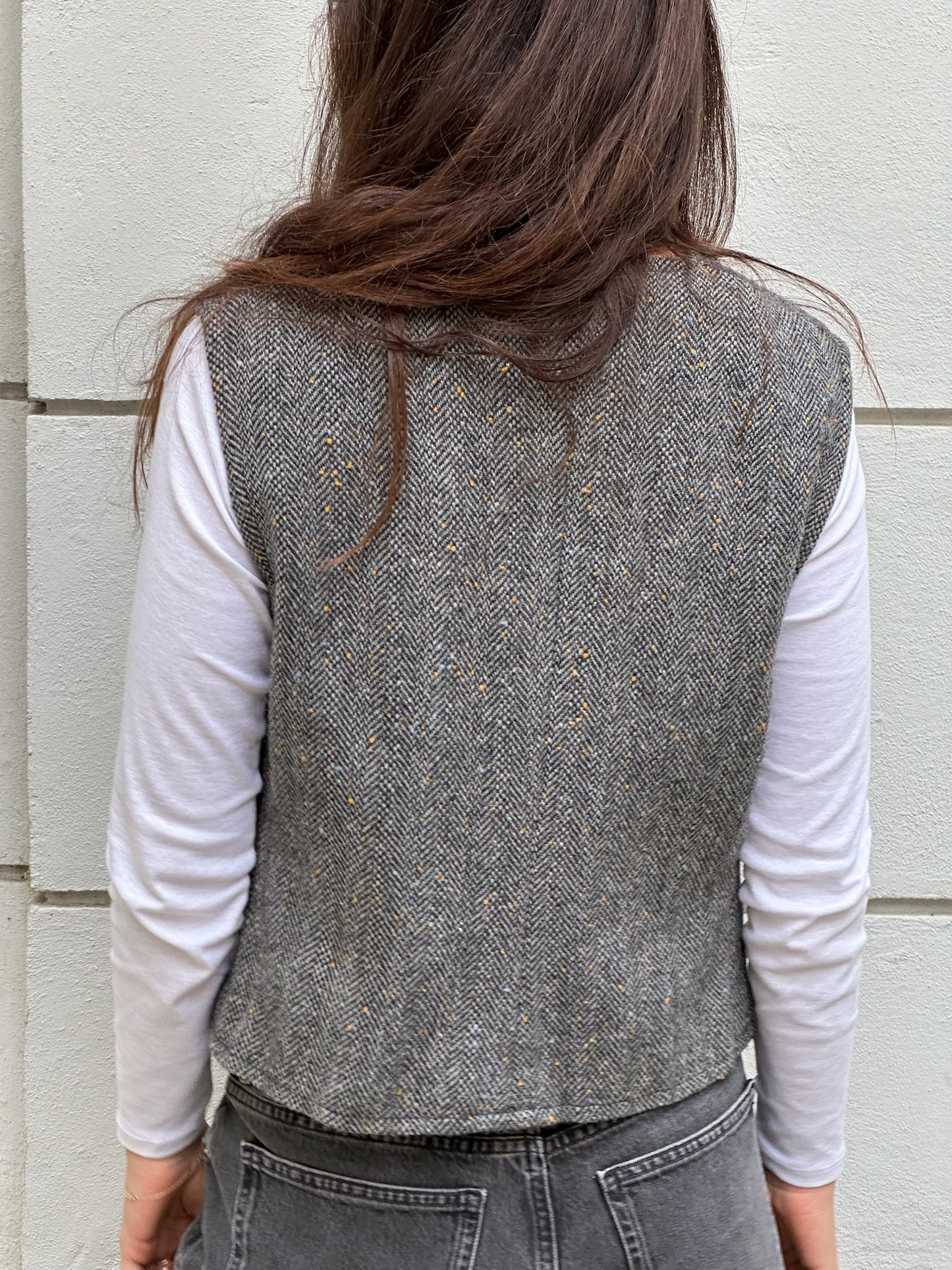 Vintage Gray Speckled Wool Vest M
