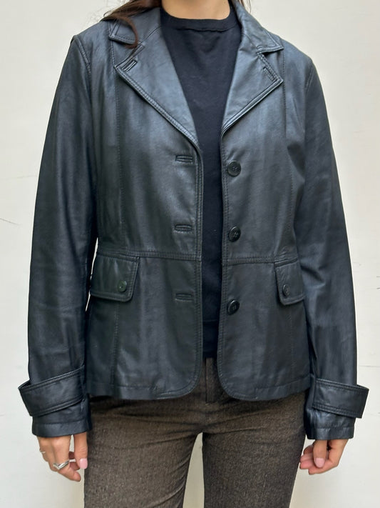 Vintage 100% Genuine Leather Black Jacket M