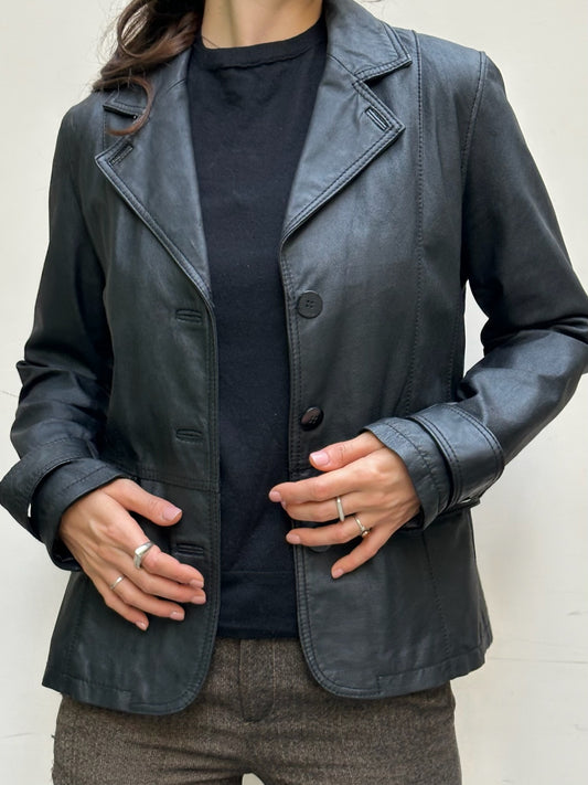 Vintage 100% Genuine Leather Black Jacket M