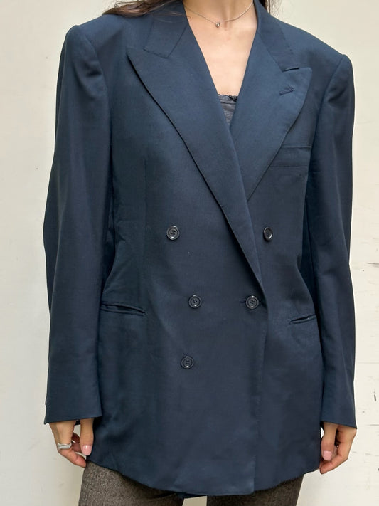 Vintage Wool Dark Navy Blazer L