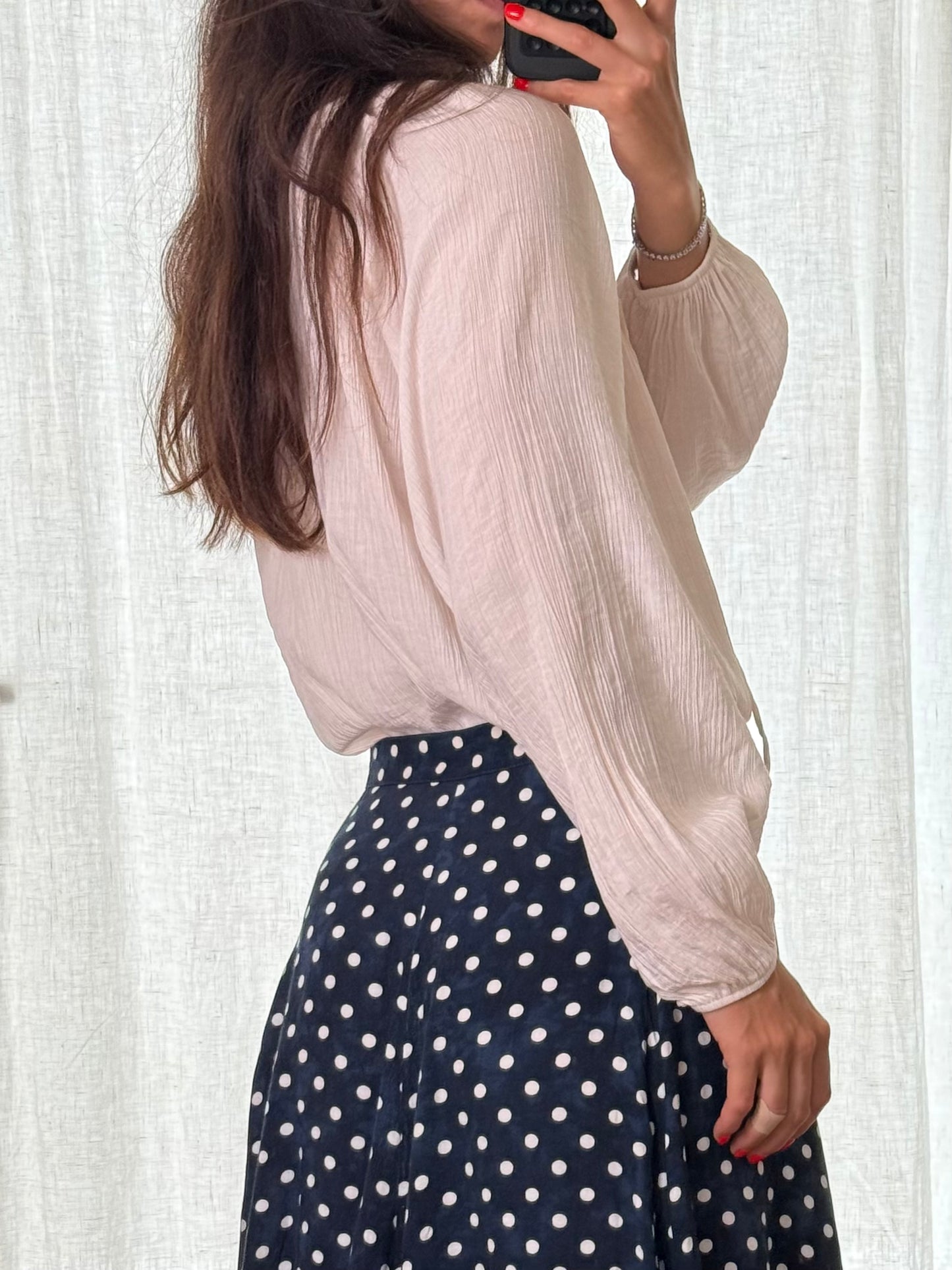 White Cream Boho Blouse M