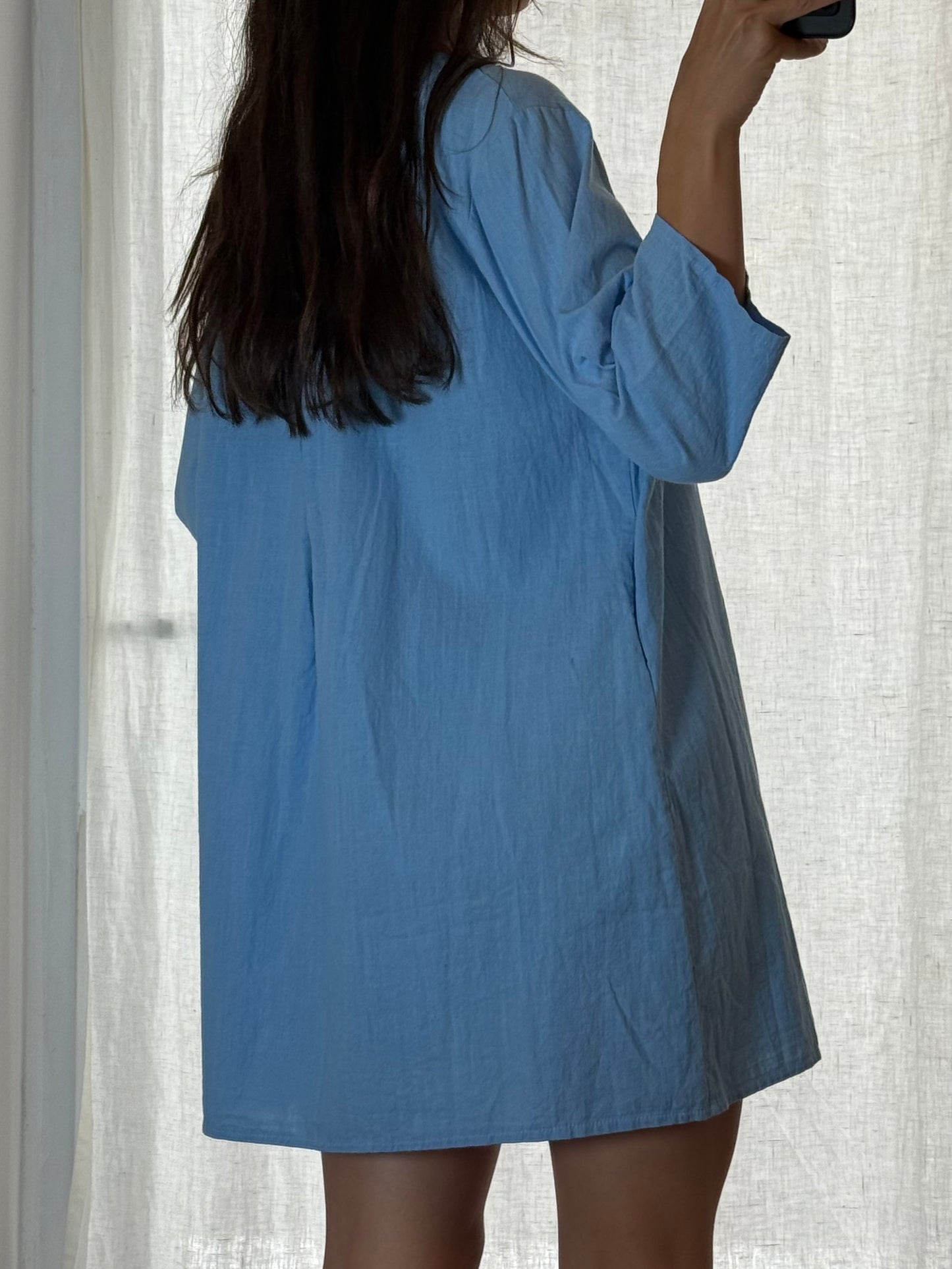 Light Blue Simple Cotton Dress M