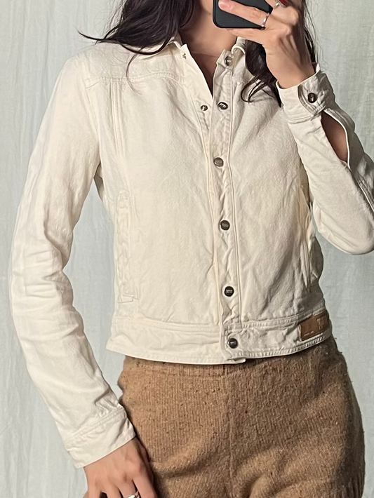Vintage 100% Hemp Gianfranco Ferre Cream Short Jacket XS/S