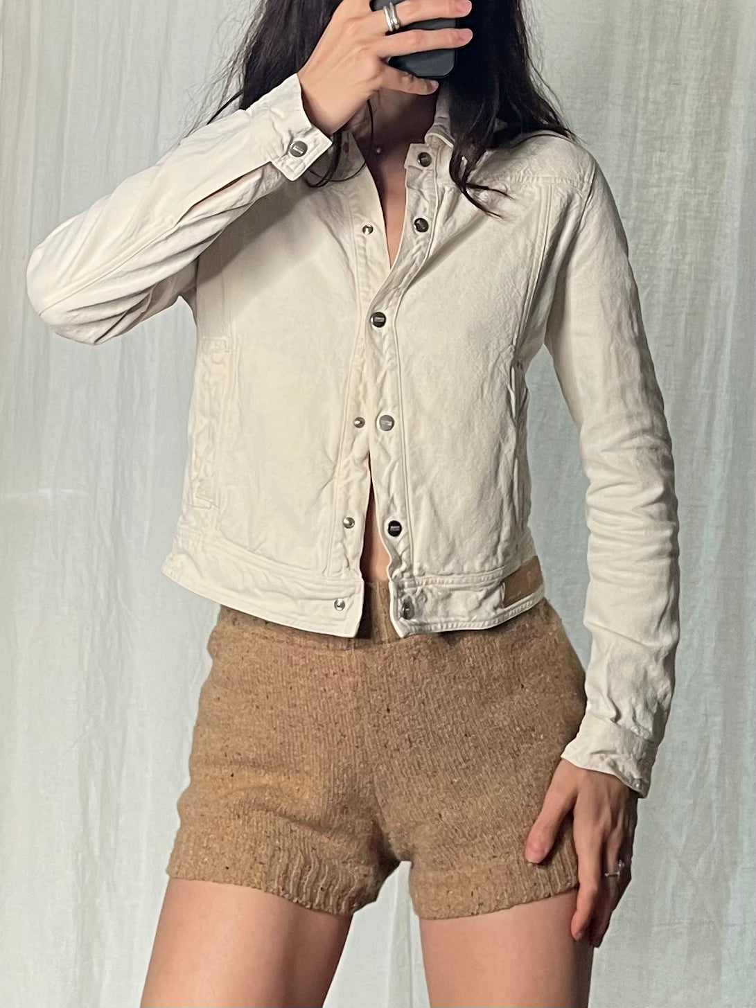Vintage 100% Hemp Gianfranco Ferre Cream Short Jacket XS/S
