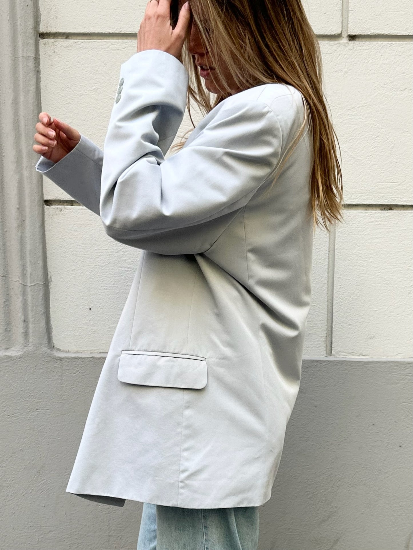 Vintage Light Gray/Blue Blazer Jacket XL
