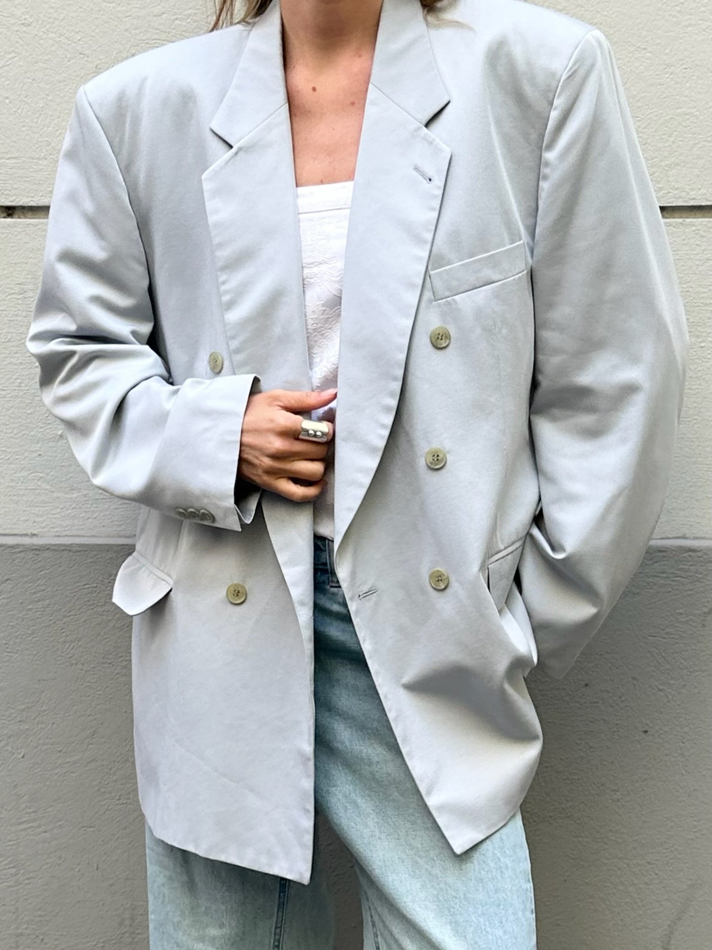 Vintage Light Gray/Blue Blazer Jacket XL