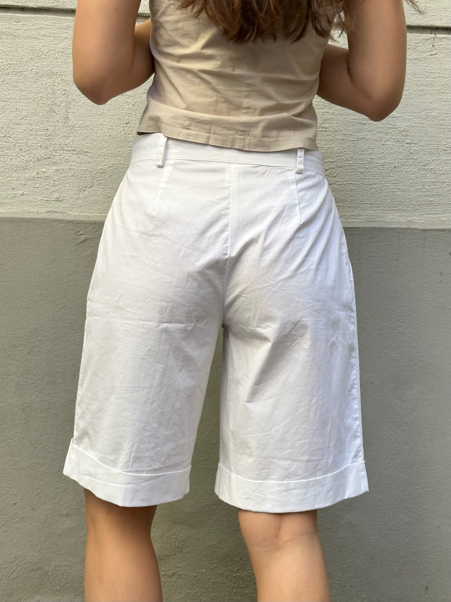 Vintage White Cotton Bermuda Shorts S
